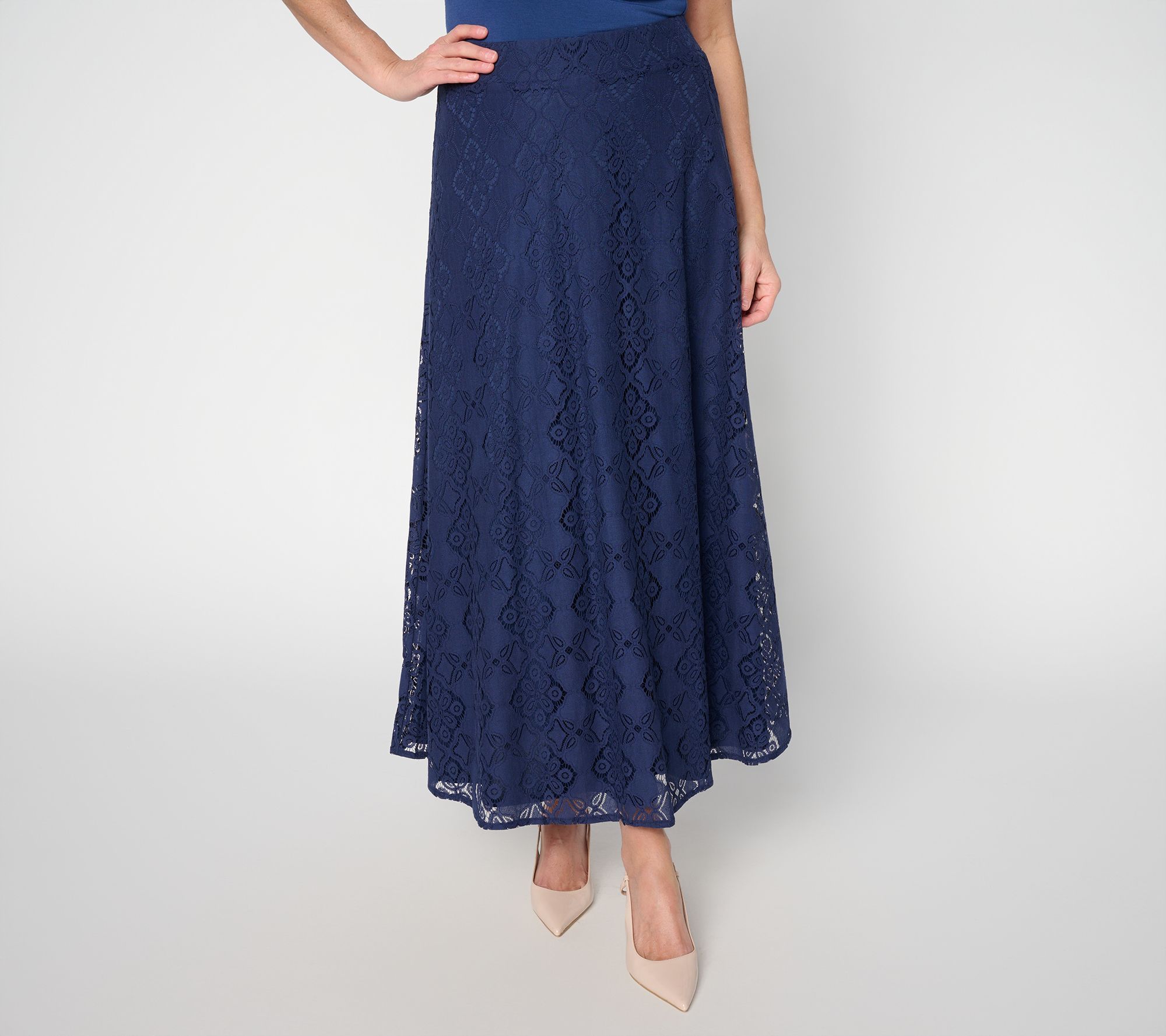 "As Is" BEAUTIFUL by Lawrence Zarian Regular Lace Pull On Skirt