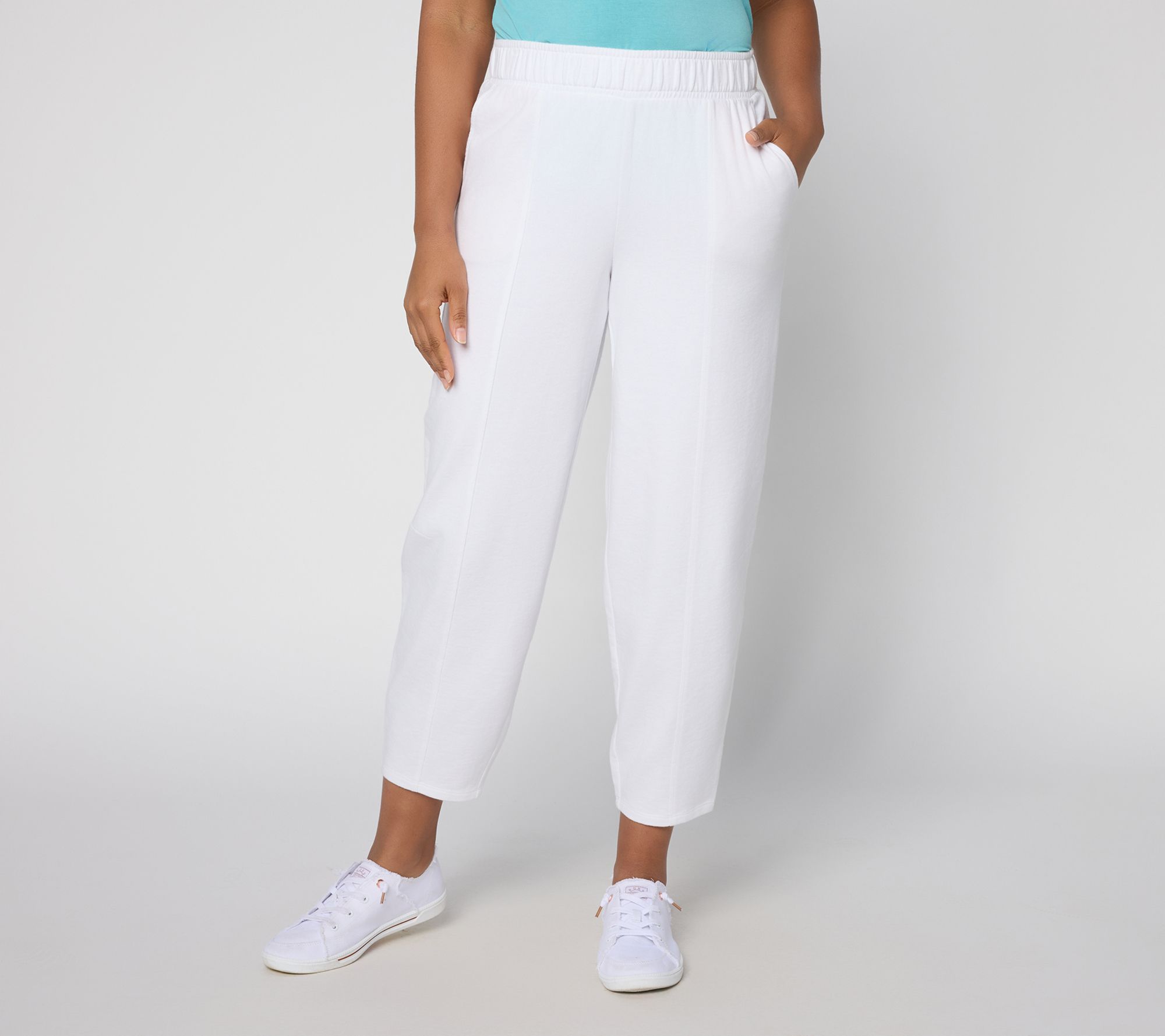 "As Is" AnyBody Regular Wash French Terry Barrel Ankle Pants