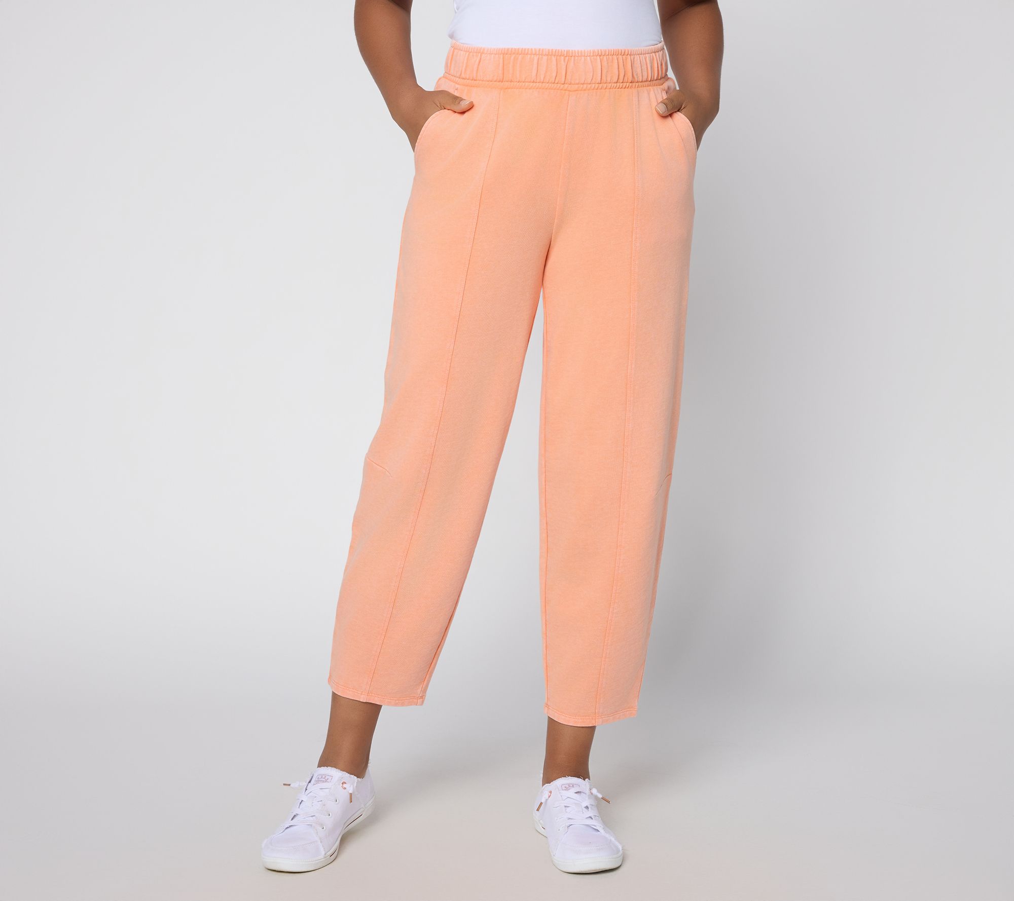 "As Is" AnyBody Regular Wash French Terry Barrel Ankle Pants