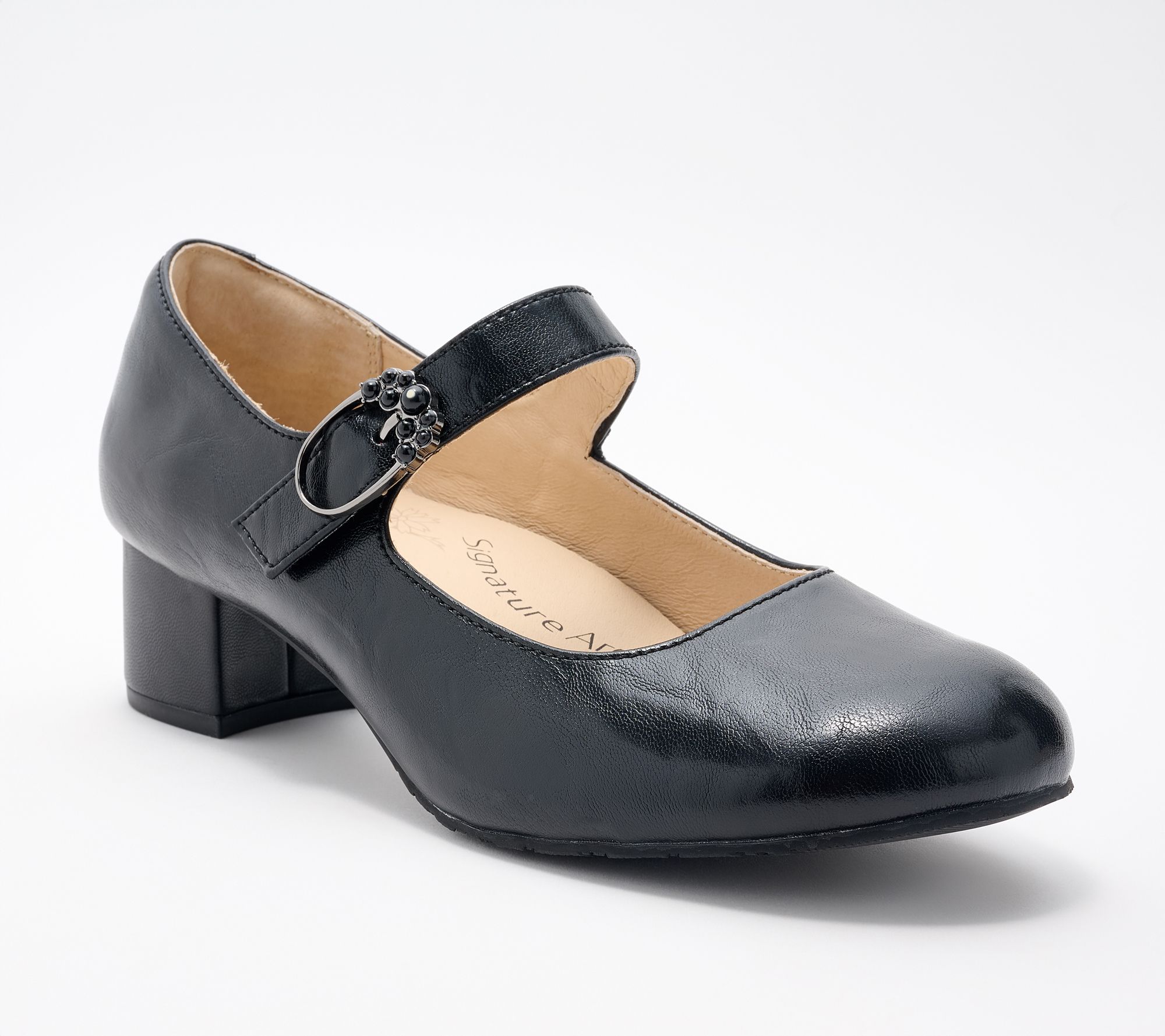 "As Is" Alegria Adjustable Leather Mary Jane Pumps - Ameliah