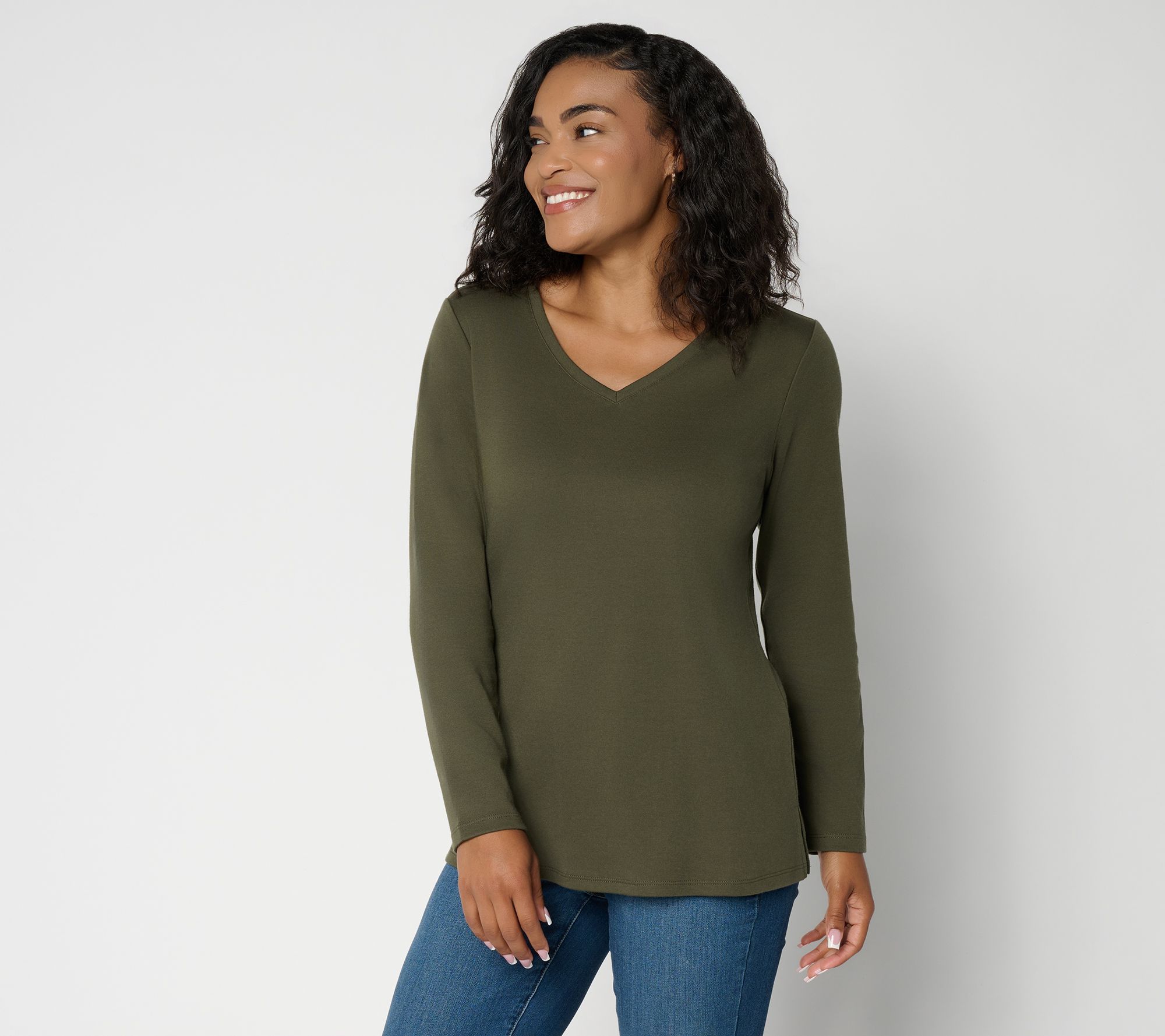 "As Is" Denim & Co. Essentials Reg Interlock Long Slv Tunic
