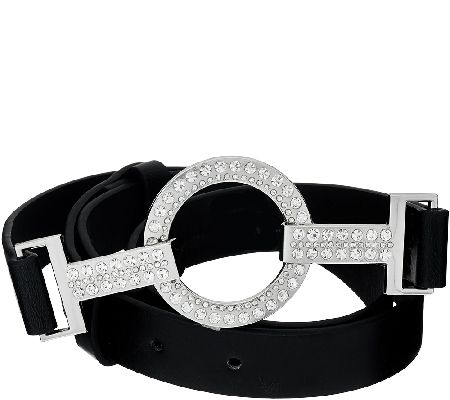 Susan Graver Adjustable Belt with Rhinestone Buckle - QVC.com