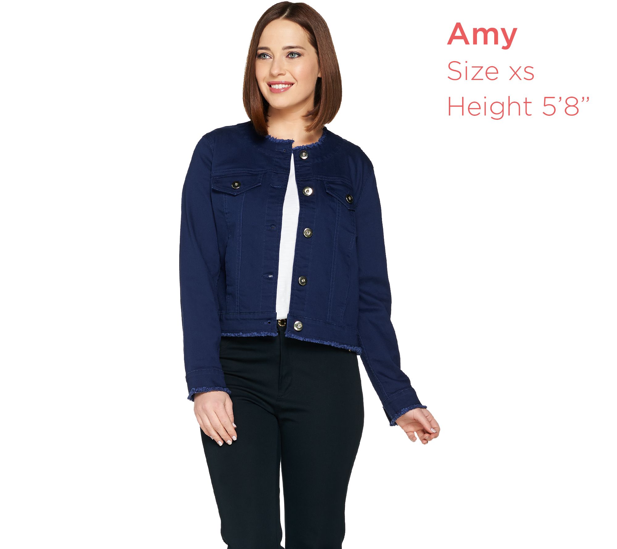 Belle by Kim Gravel Jean Jacket with Frayed Edge Detail