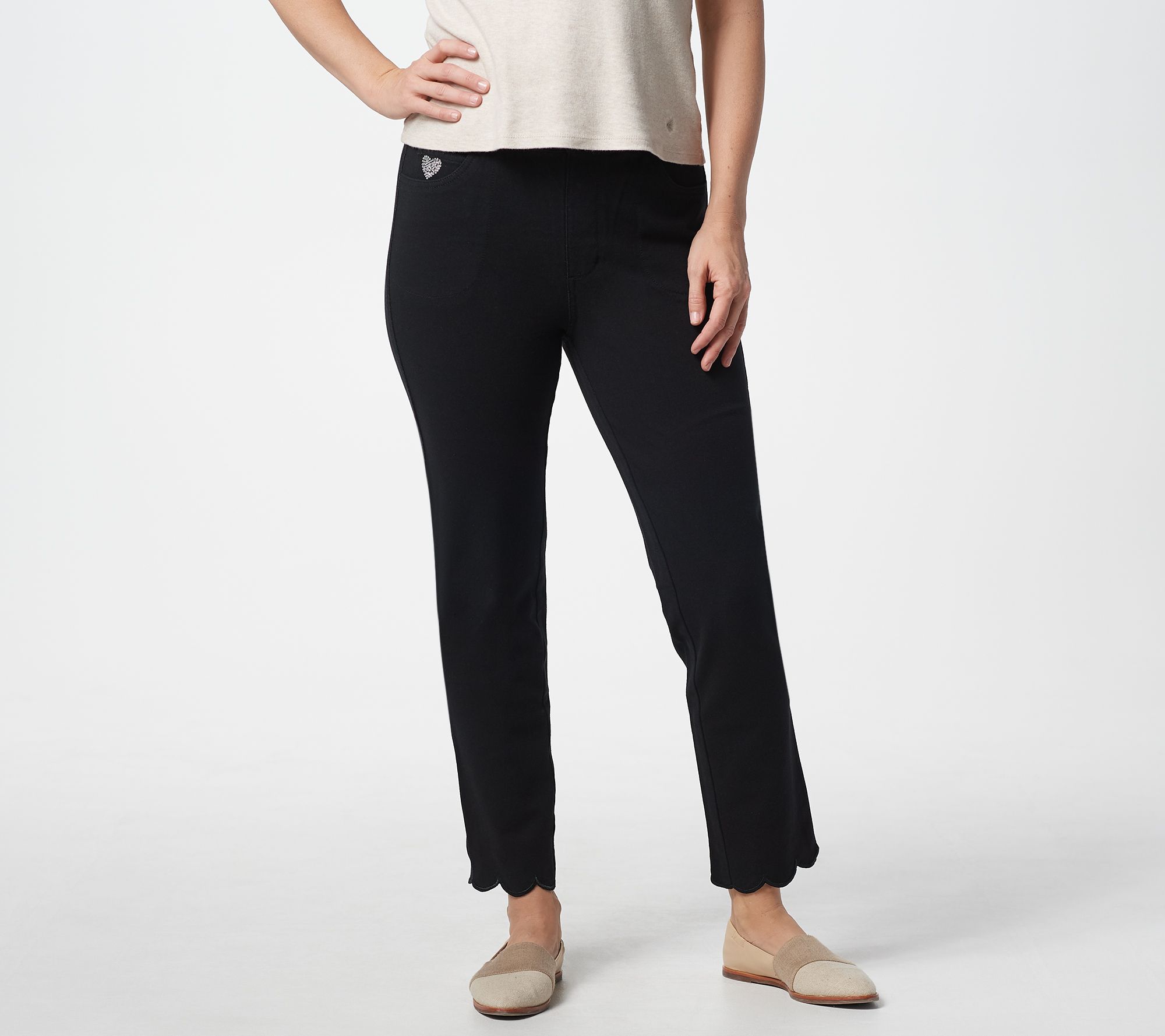 Quacker Factory Short DreamJeannes PullOn Slim Ankle Pants