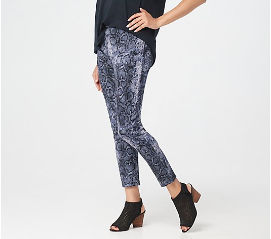 "As Is" Women with Control Petite Printed Novelty Slim Leg Pants