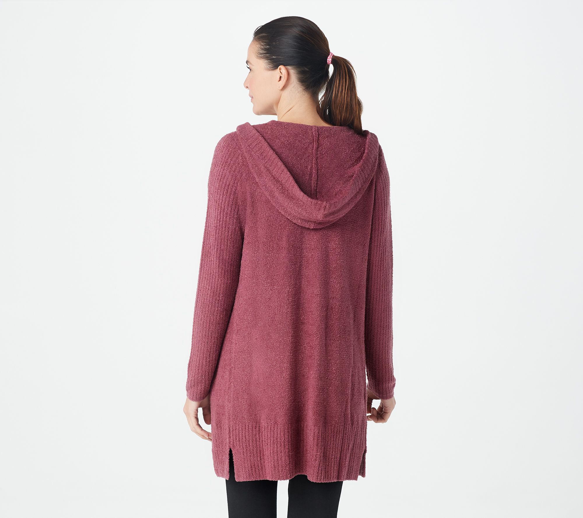 Barefoot Dreams CozyChic Lite Relaxed Hooded Cardi with Pockets - QVC.com