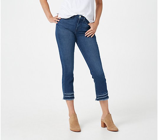 Jen7 by 7 for All Mankind Ankle Straight with Layered Fray Hem