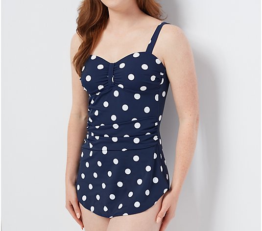 Denim & Co. Beach Sweetheart Front Skirt Swim Dress