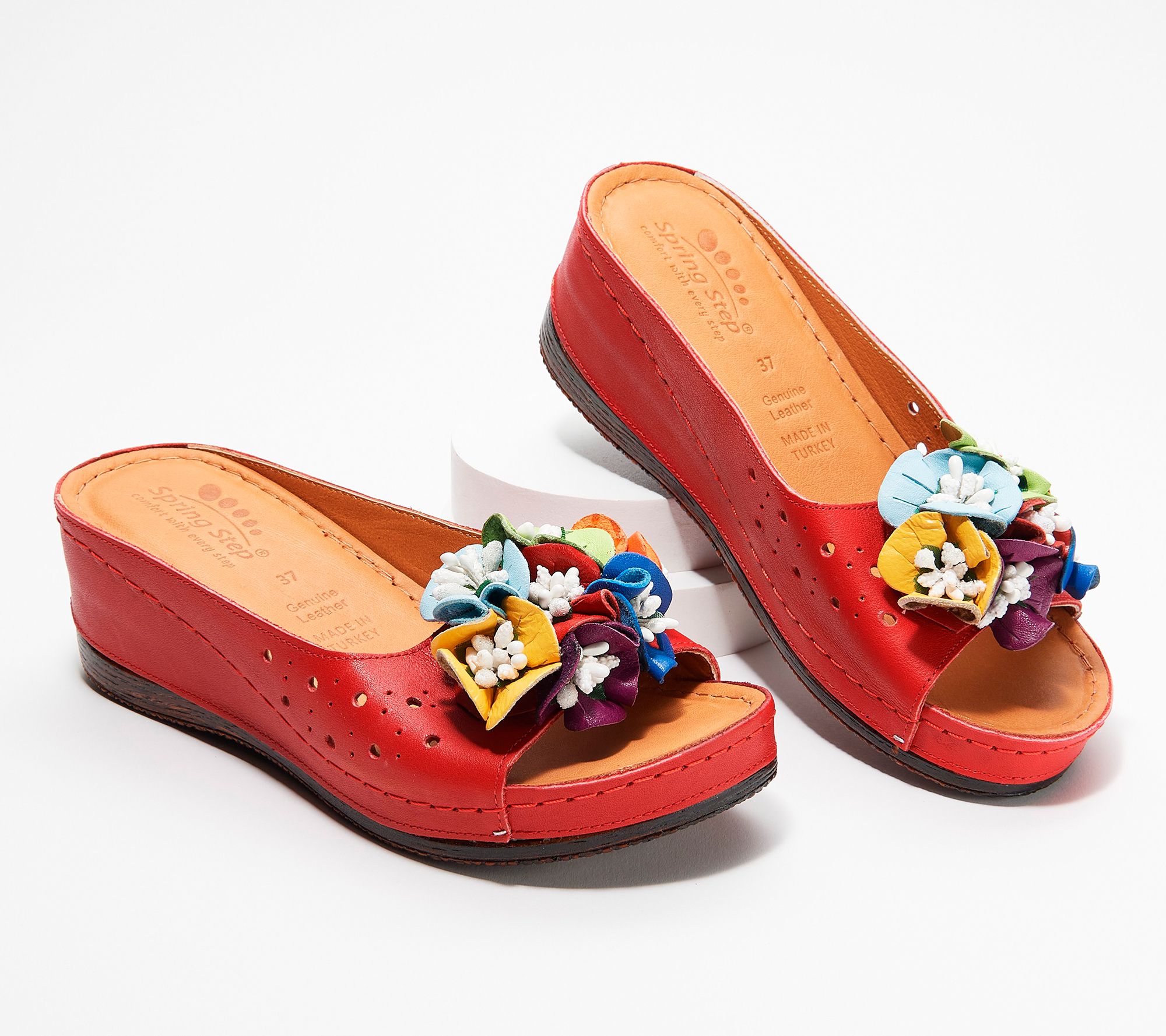 Spring Step Leather Slide Sandals - Flower Child - A395822