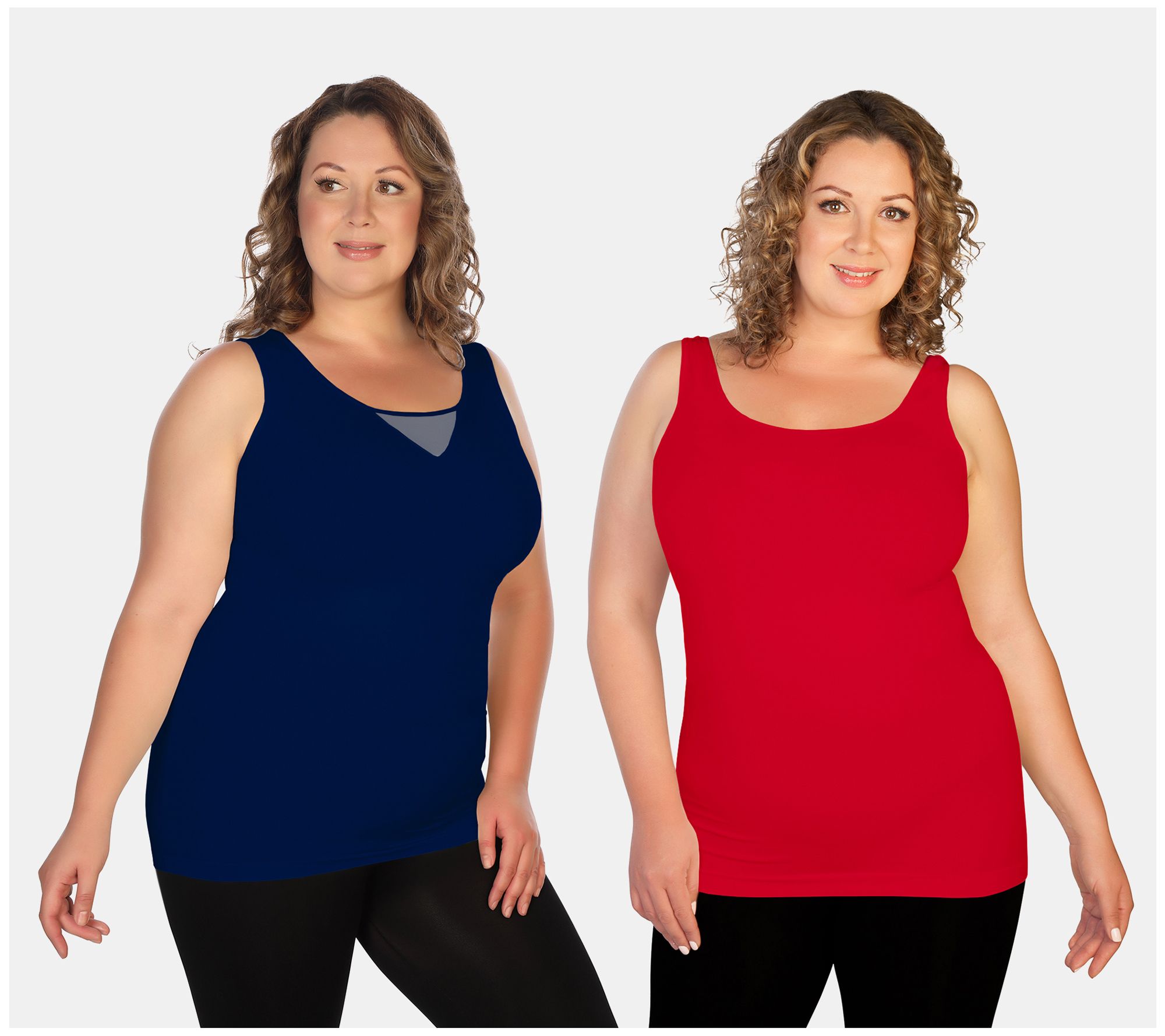 Skinnytees Plus Set of 2 V-Neck & Scoop Neck Ta nk Tops