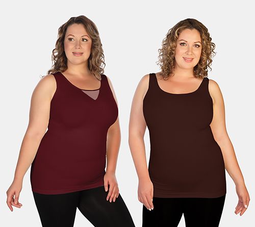 Skinnytees Plus Set of 2 V-Neck & Scoop Neck Ta nk Tops