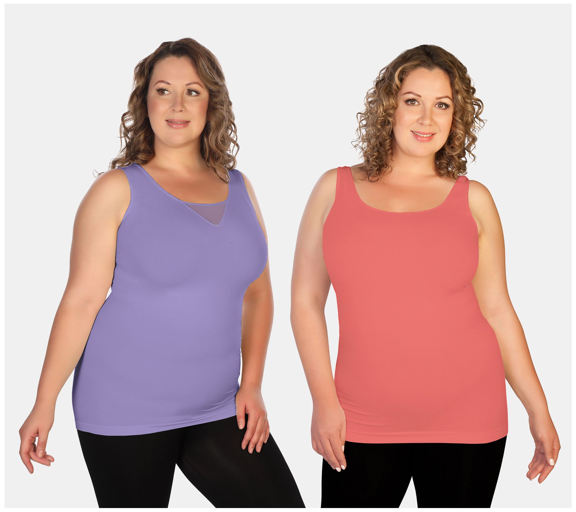 Skinnytees Plus Set of 2 V-Neck & Scoop Neck Ta nk Tops