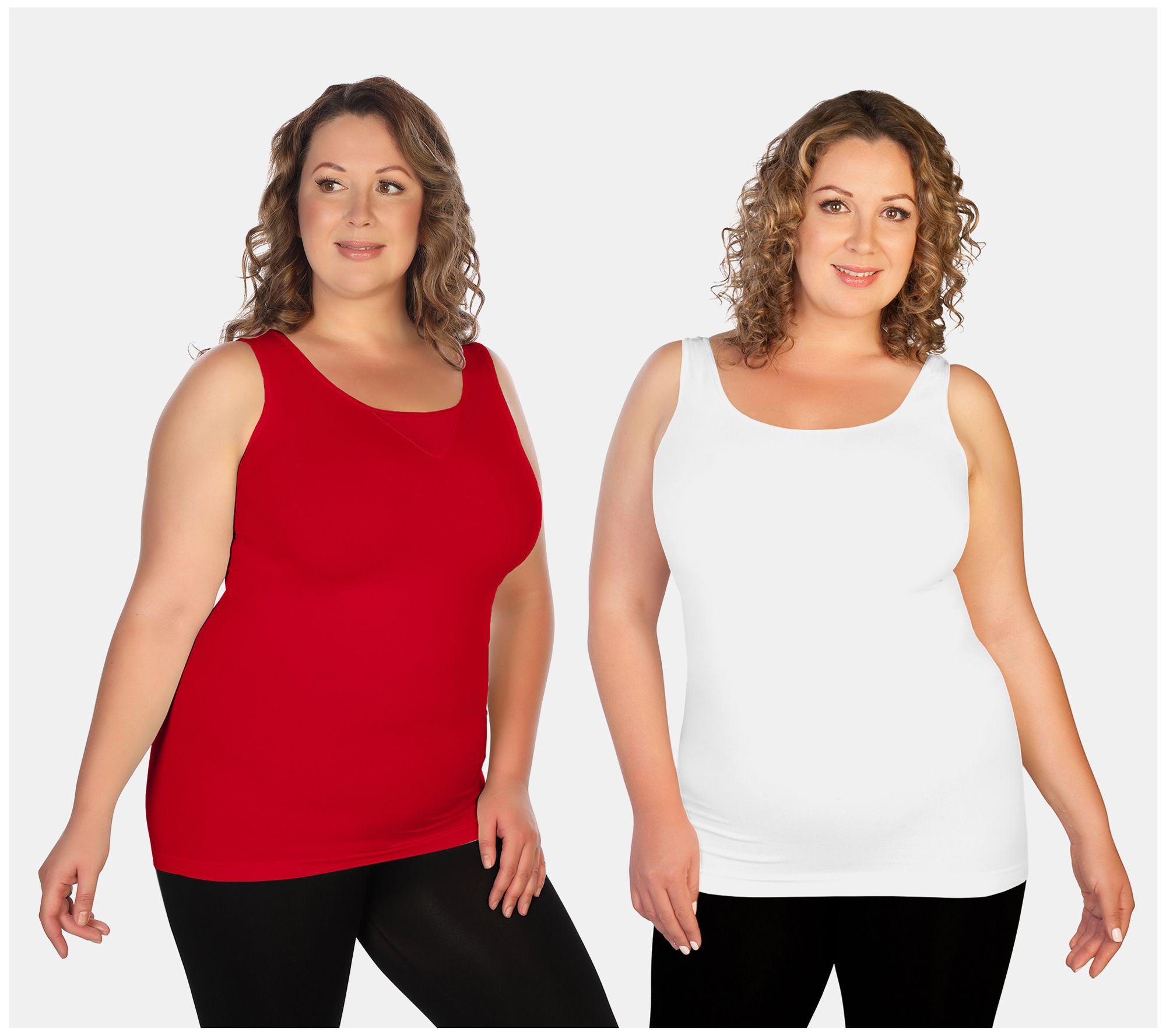 Skinnytees Plus Set of 2 V-Neck & Scoop Neck Ta nk Tops