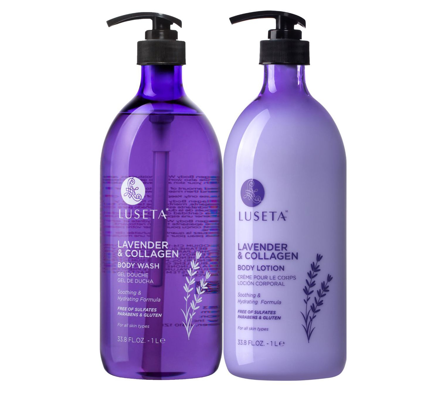 Luseta Super Size Lavender & Collagen Body Wash & Lotion Set - QVC.com