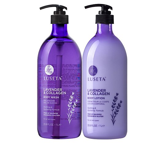 Luseta Super Size Lavender & Collagen Body Wash & Lotion Set
