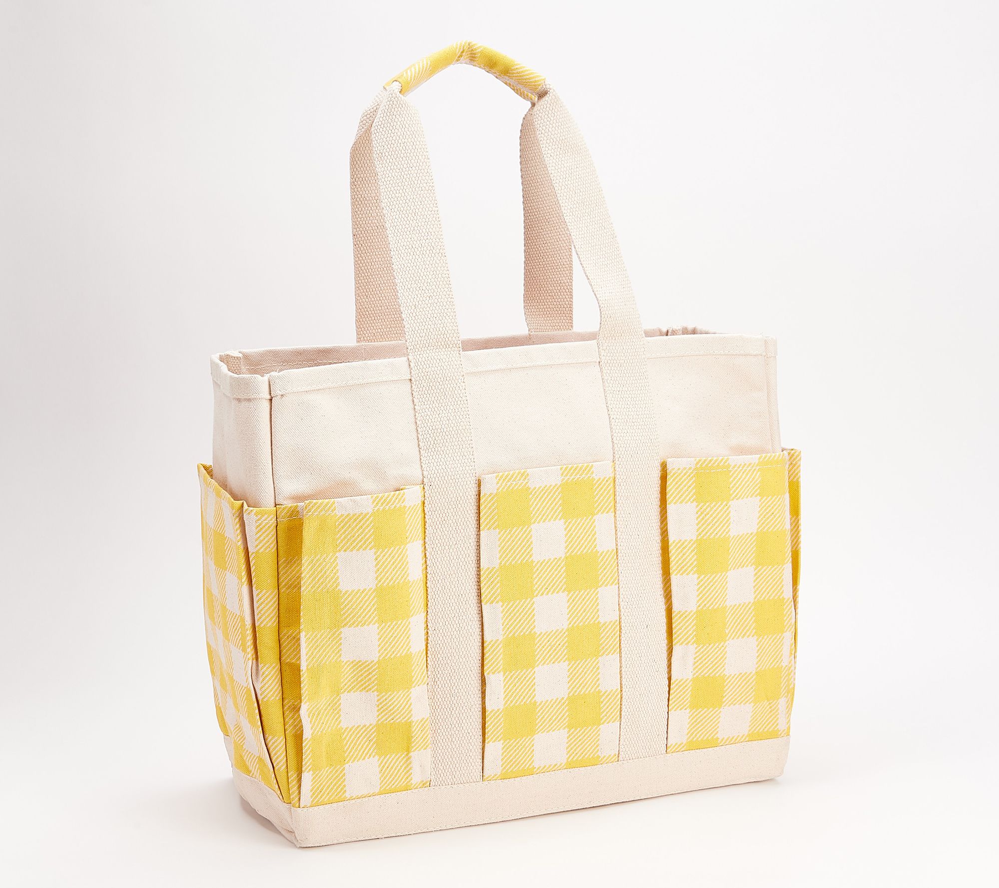 Shorebags Large or Medium Pocket Canvas Gingham Tote