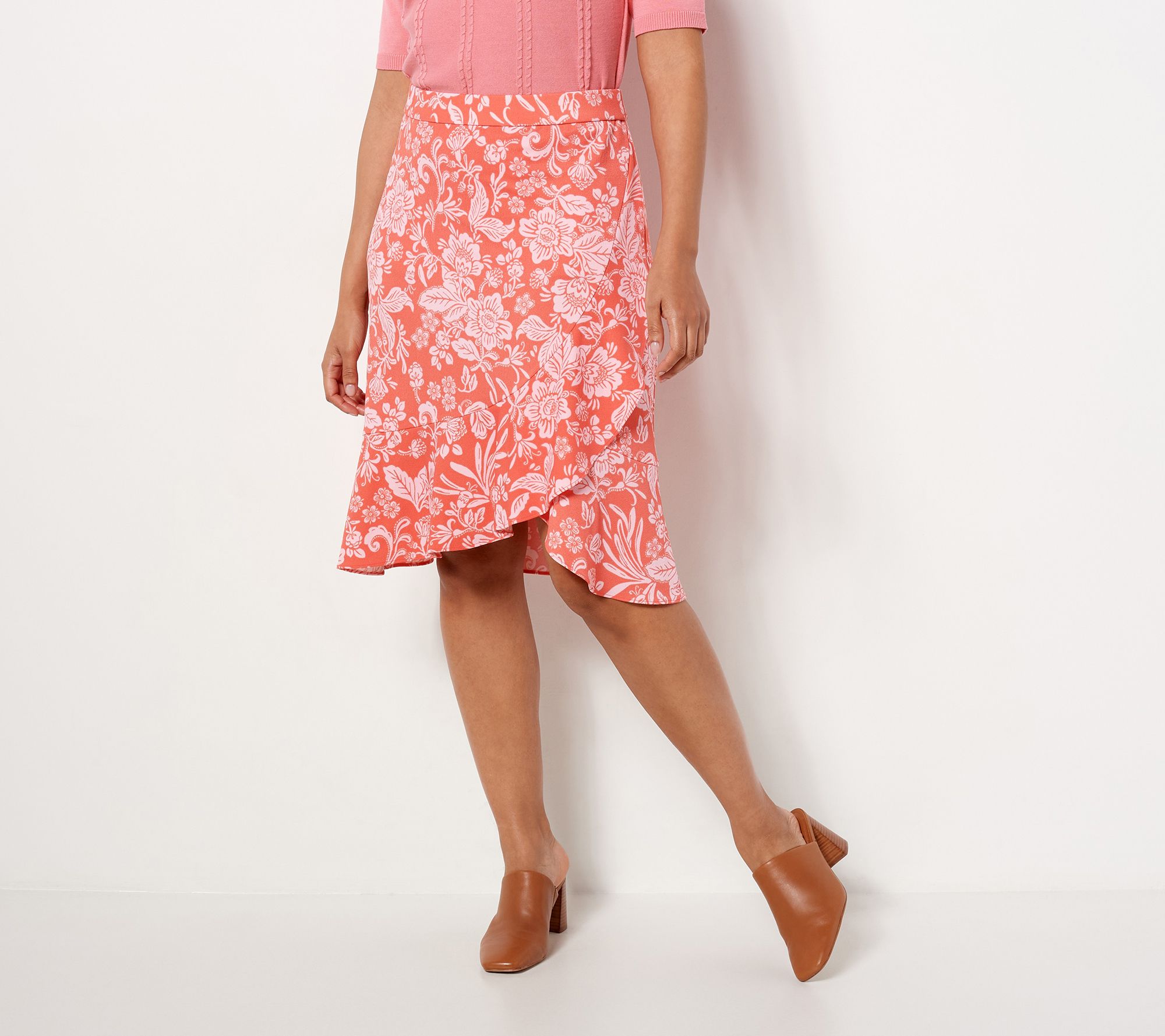 Pink pleated outlet skirt qvc