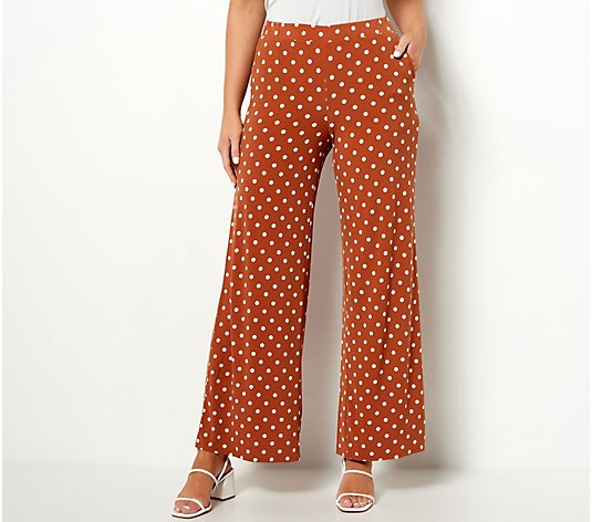 Girl With Curves Regular Wide Leg Printed Knit Pants