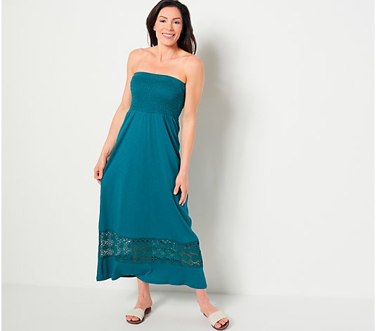 Belle Beach by Kim Gravel Smocked Cover Up Maxi Dress