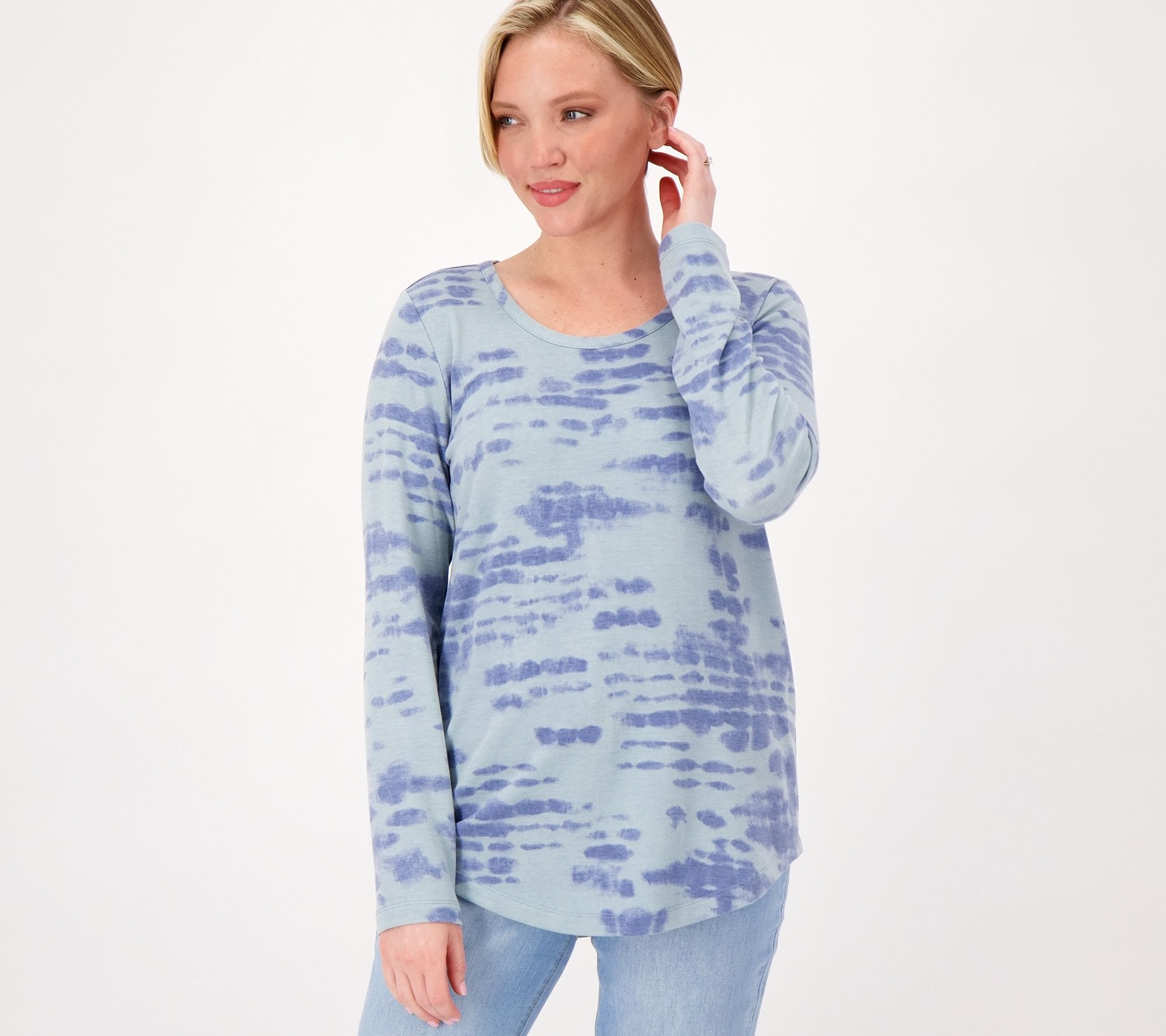 Susan Graver Weekend Thermal Shirt Womens Size Large Blue Long