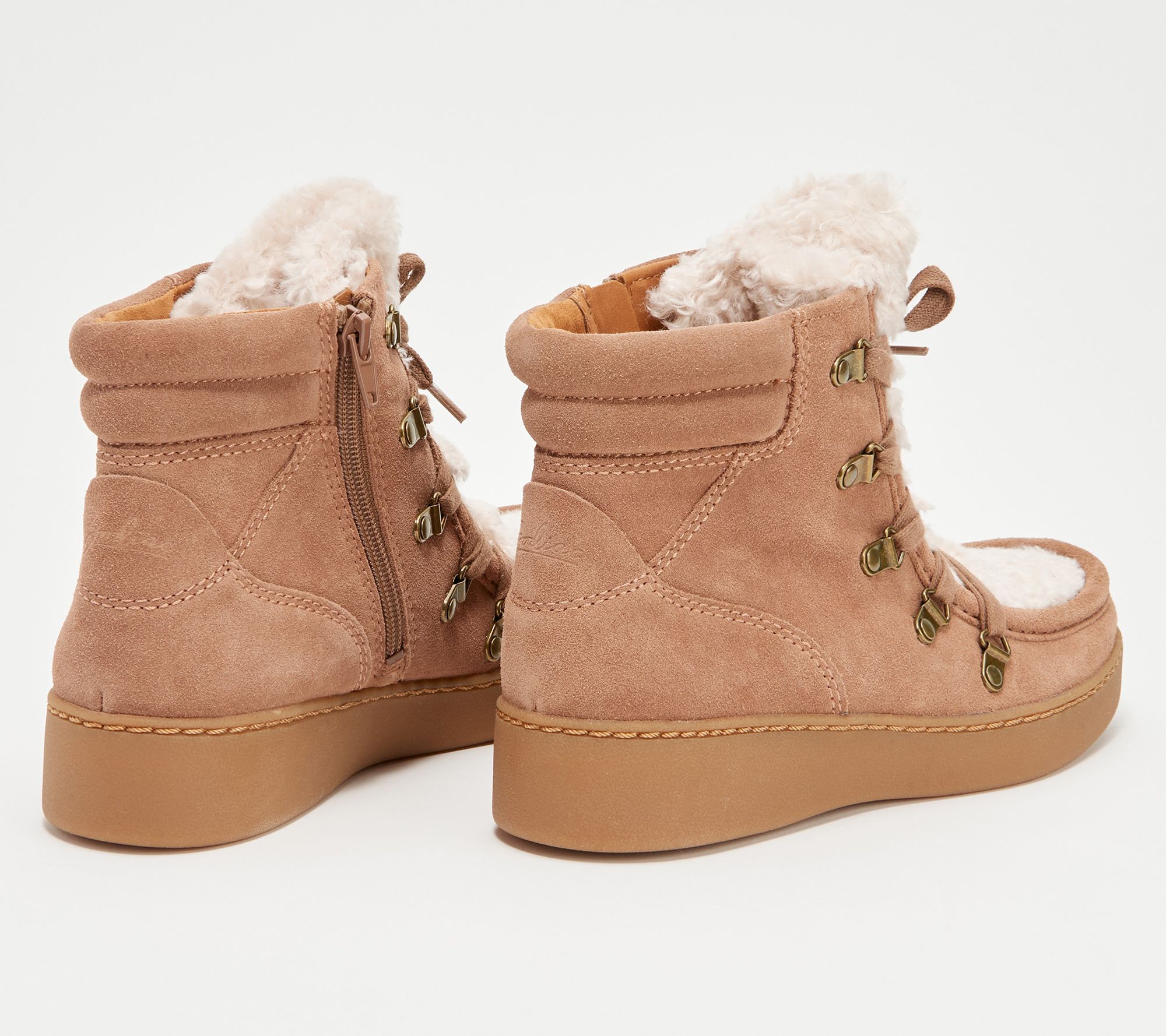 As Is Zodiac Suede Faux Shearling Ankle Boots Pierson 9188