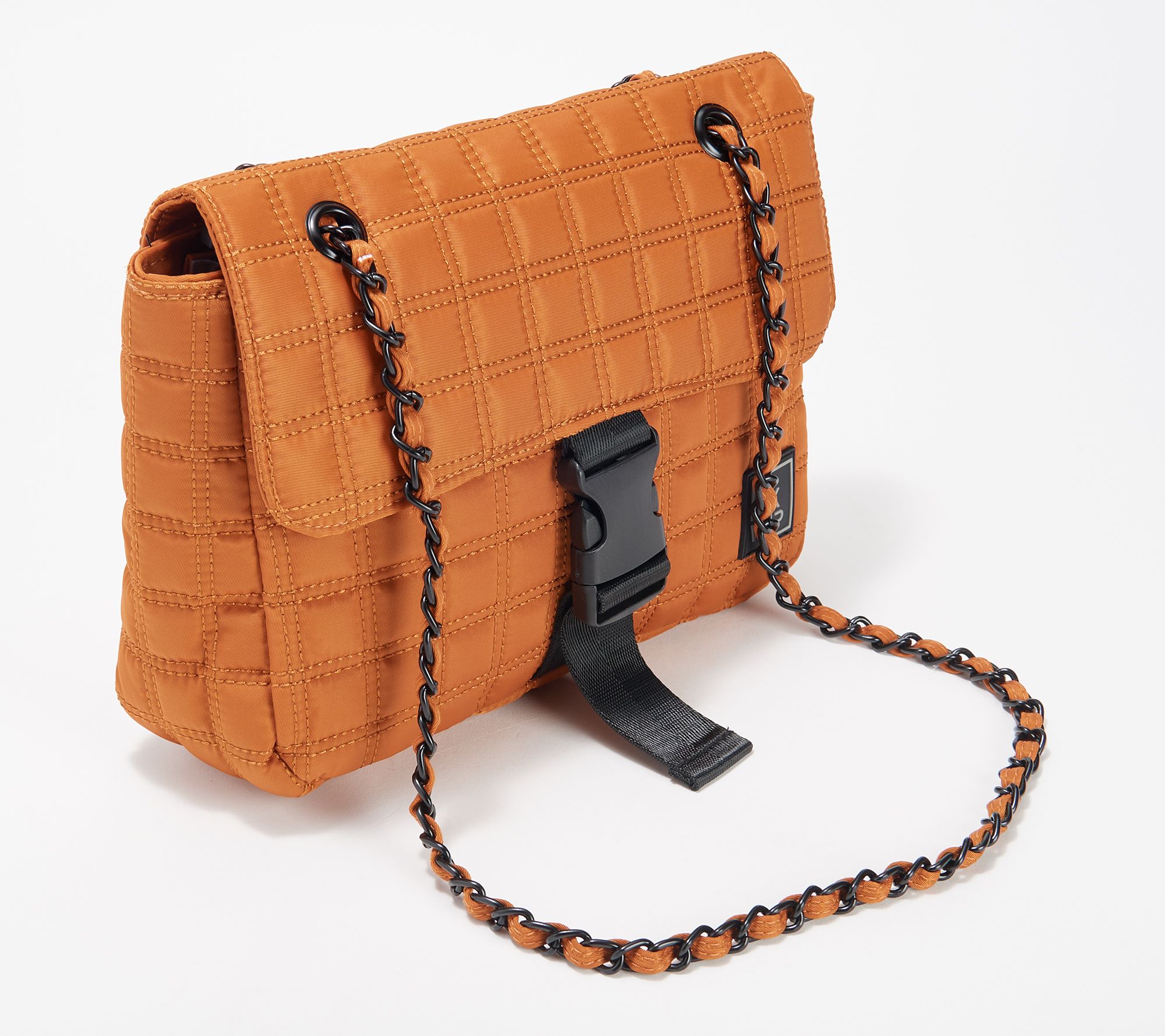 IHKWIP Quilted Flap Convertible Shoulder Bag w/ Chain Strap 