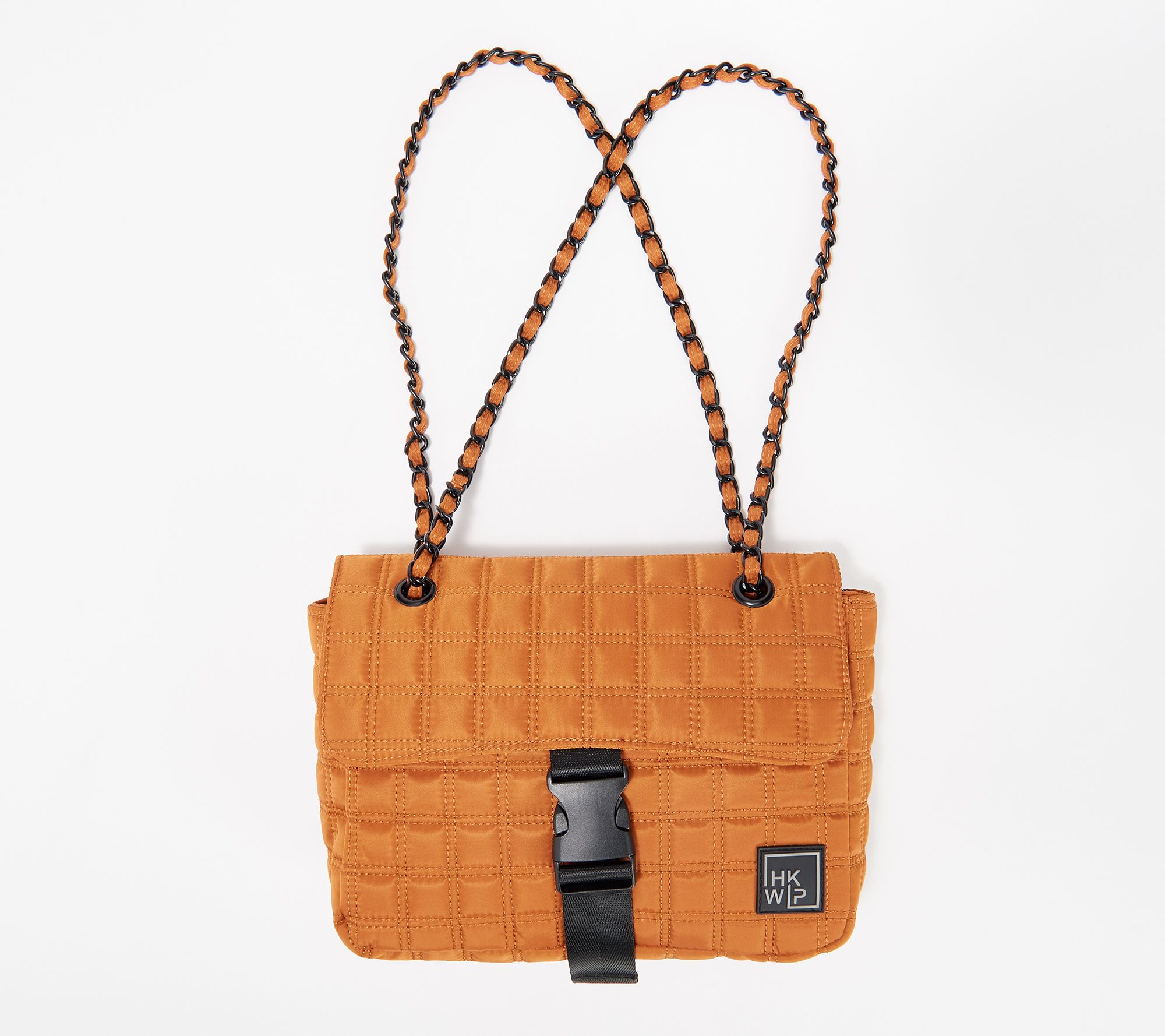 IHKWIP Quilted Flap Convertible Shoulder Bag w/ Chain Strap