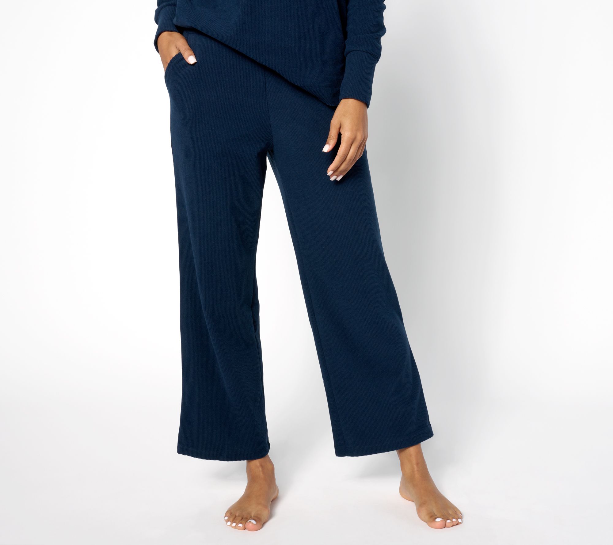 Cuddl Duds Ribbed Fleece Wide Leg Lounge Pant