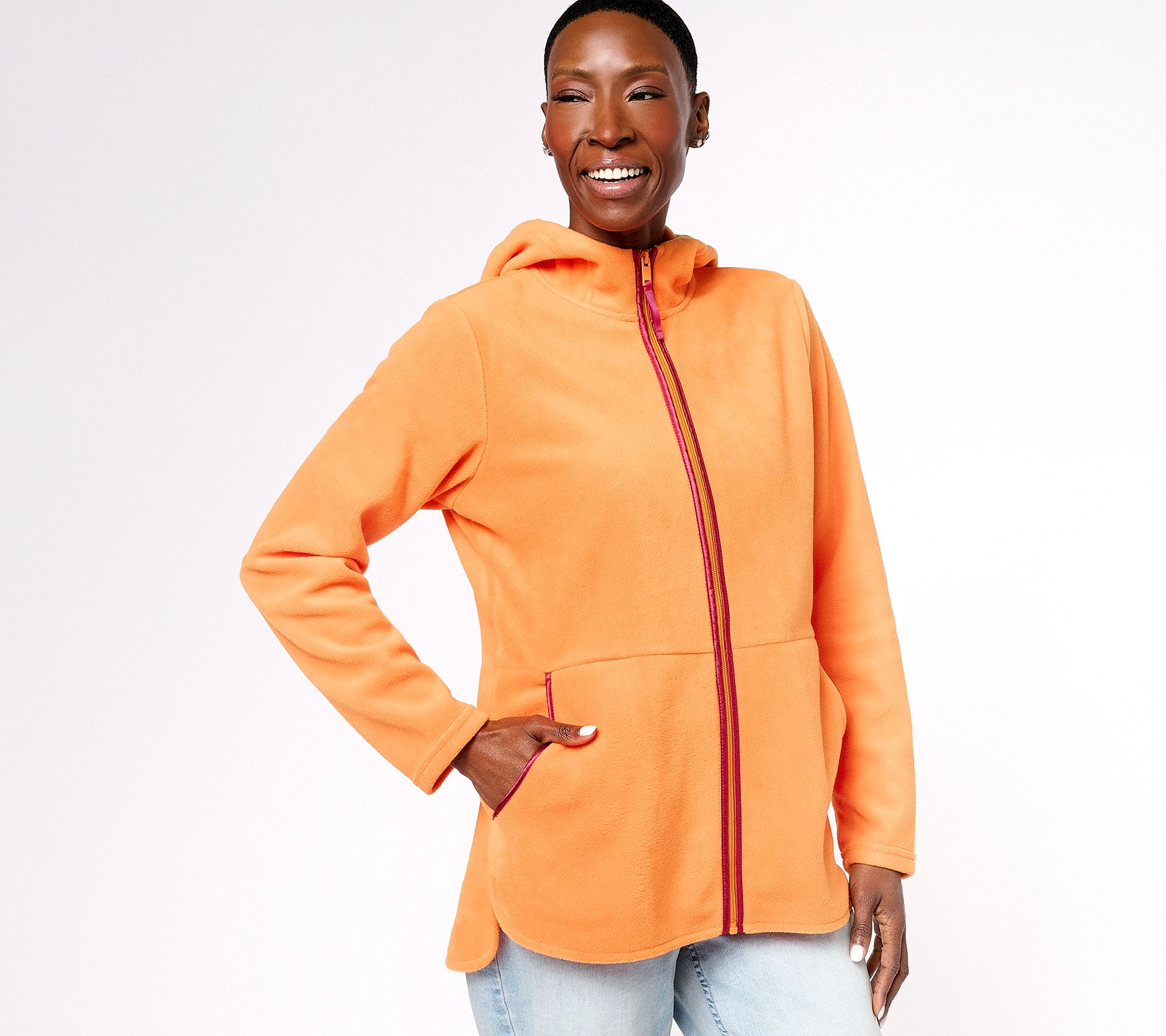 Northern Reflections Fleece Jacket Women Large Dark Orange Athletic Workout  Zip