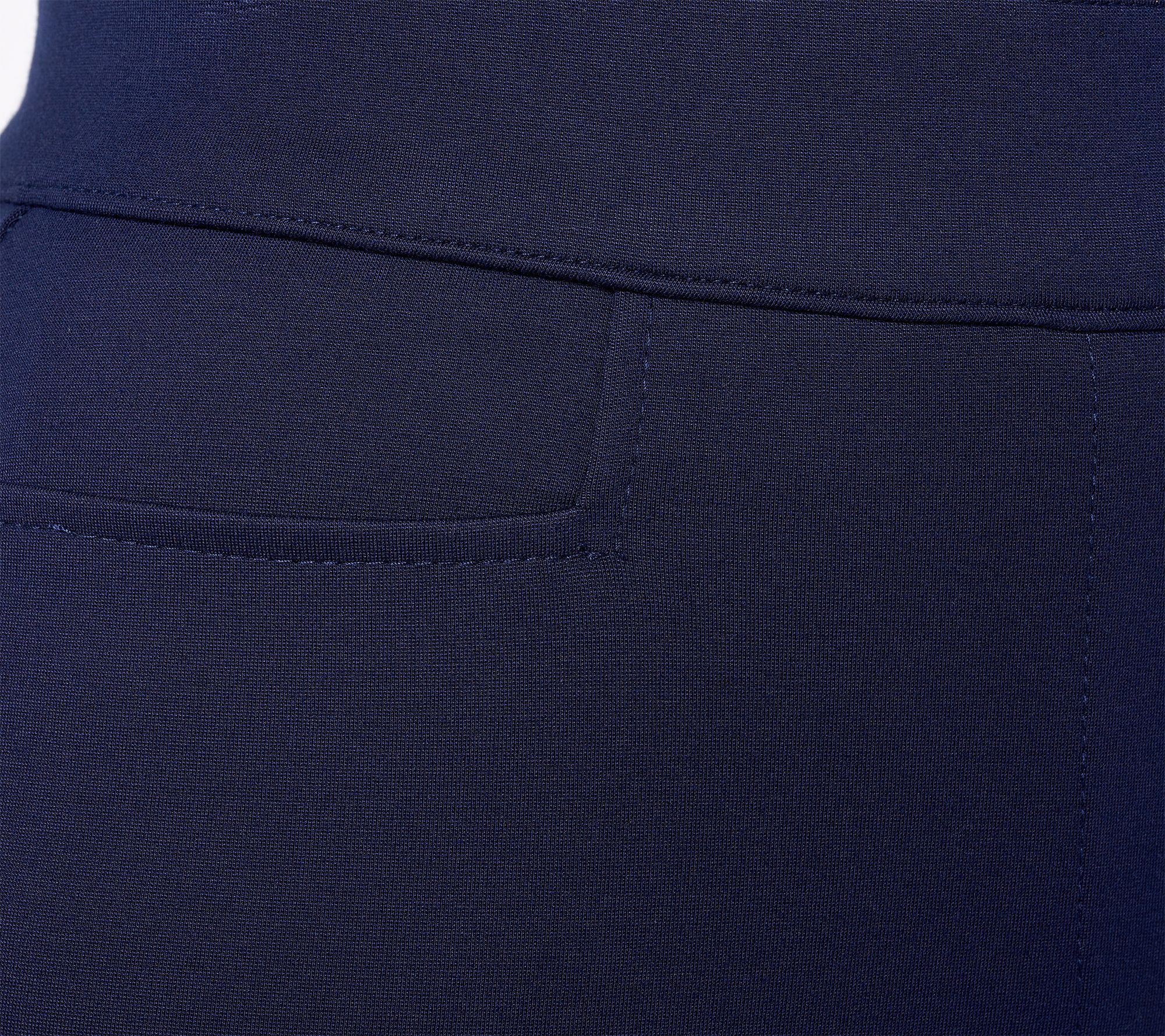 Susan Graver Regular Printed Uptown Stretch Pull-On Crop Pants Blue Sky,  Plus 18