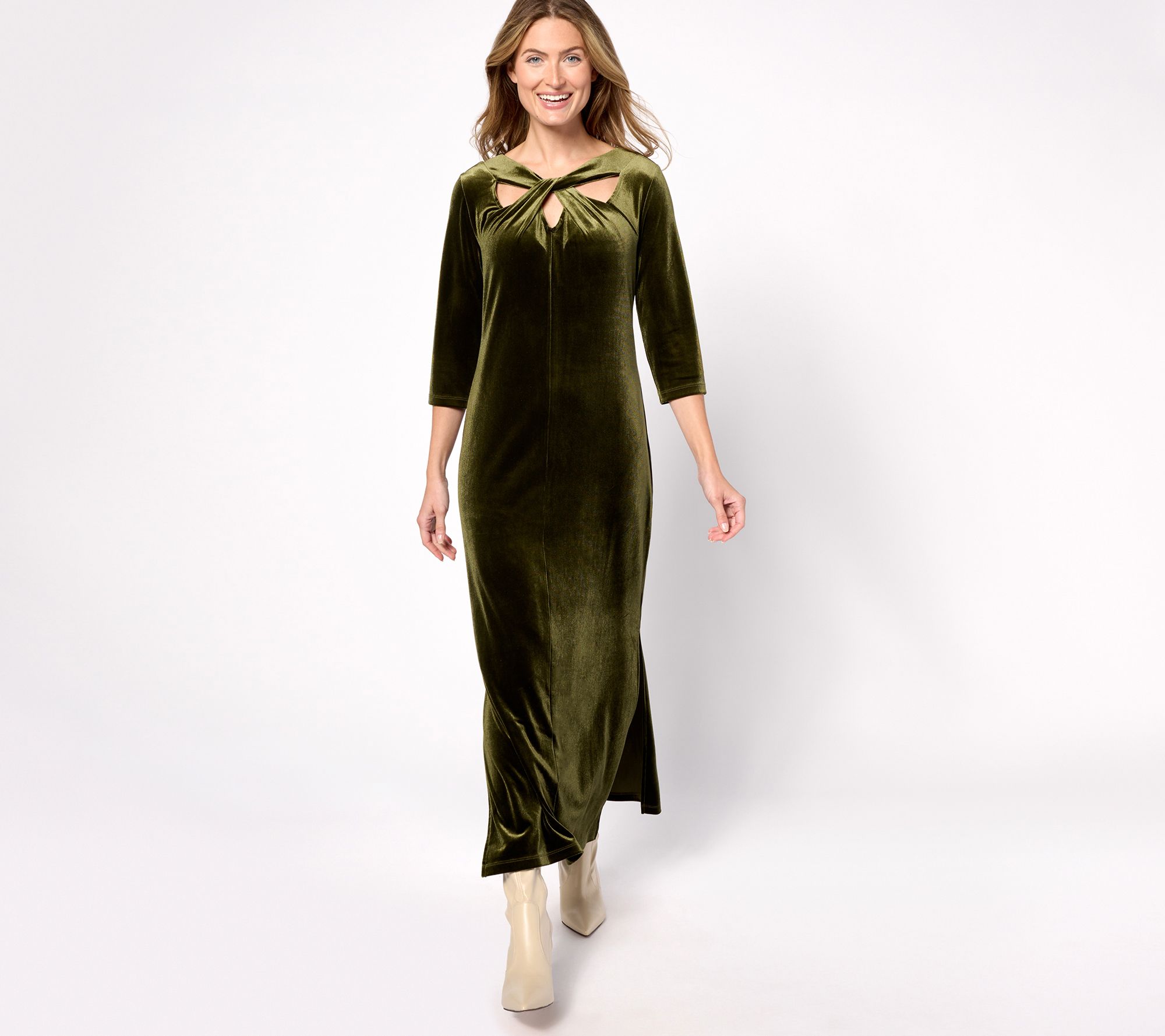 Attitudes by Renee Petite Knit Velvet Maxi Dress