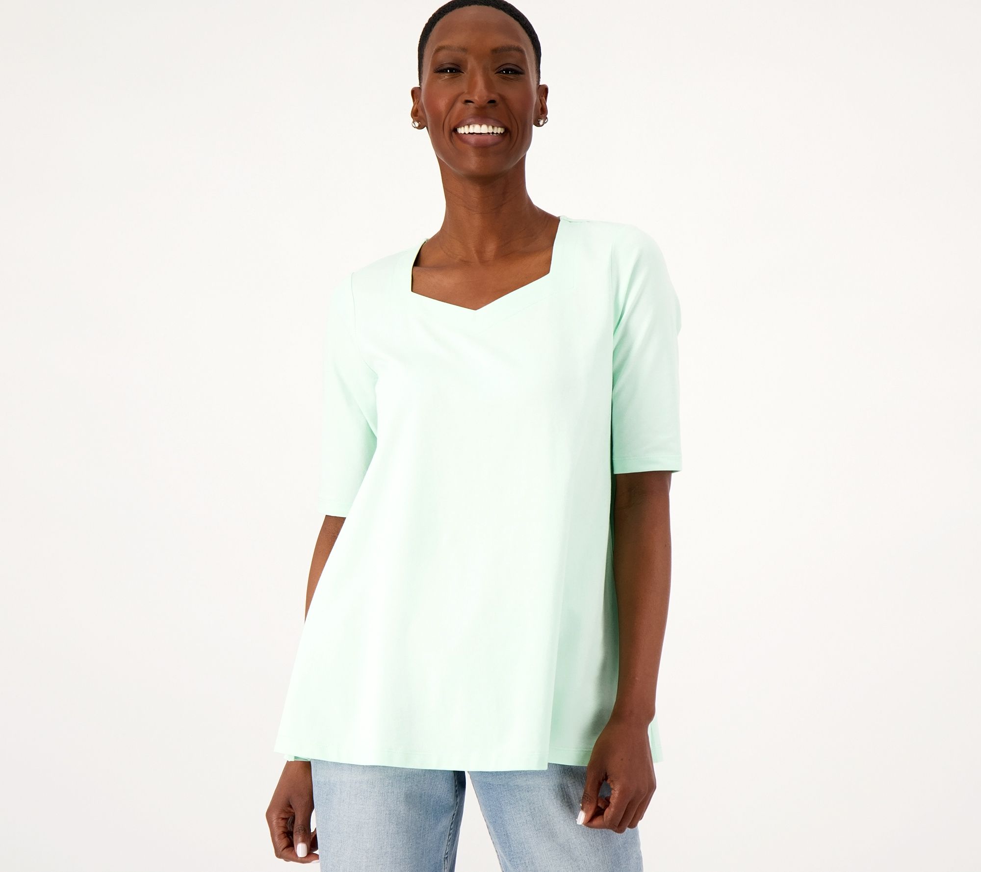 "As Is" Attitudes by Renee Sweetheart Neck Elbow Top