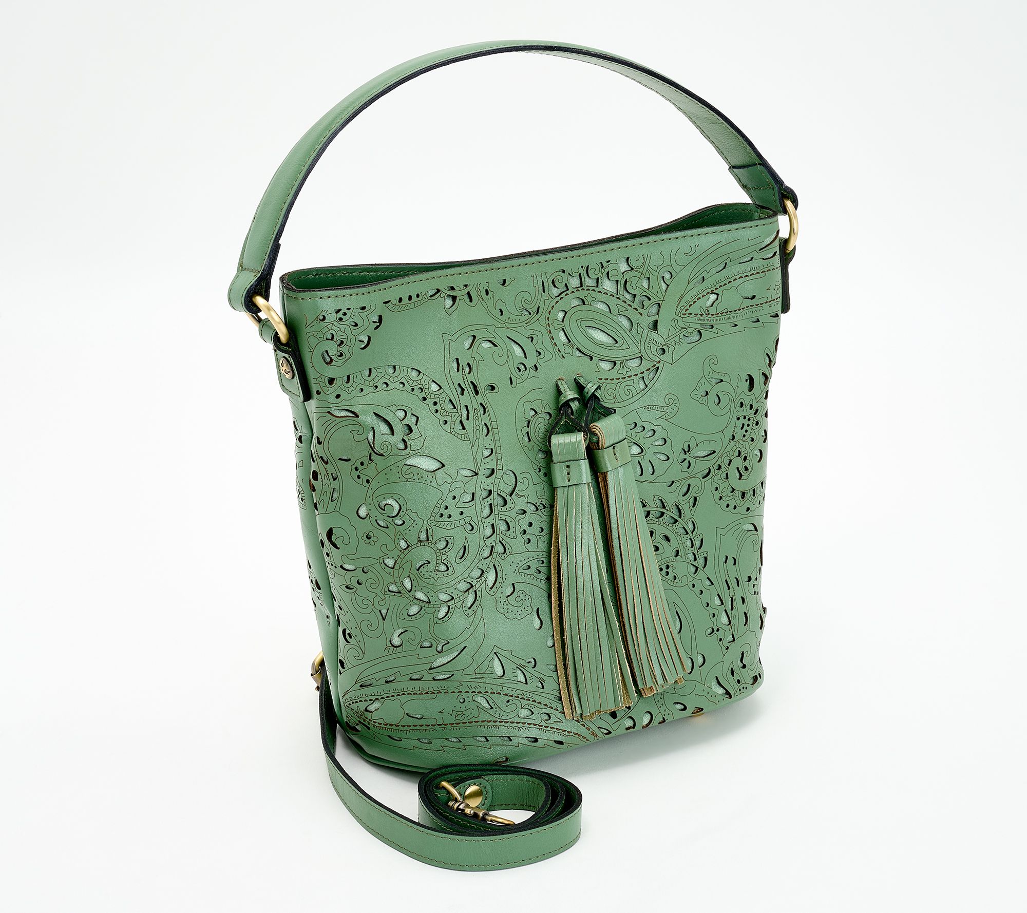 Patricia Nash Floral Cut Out Leather Lynne Bucket Bag