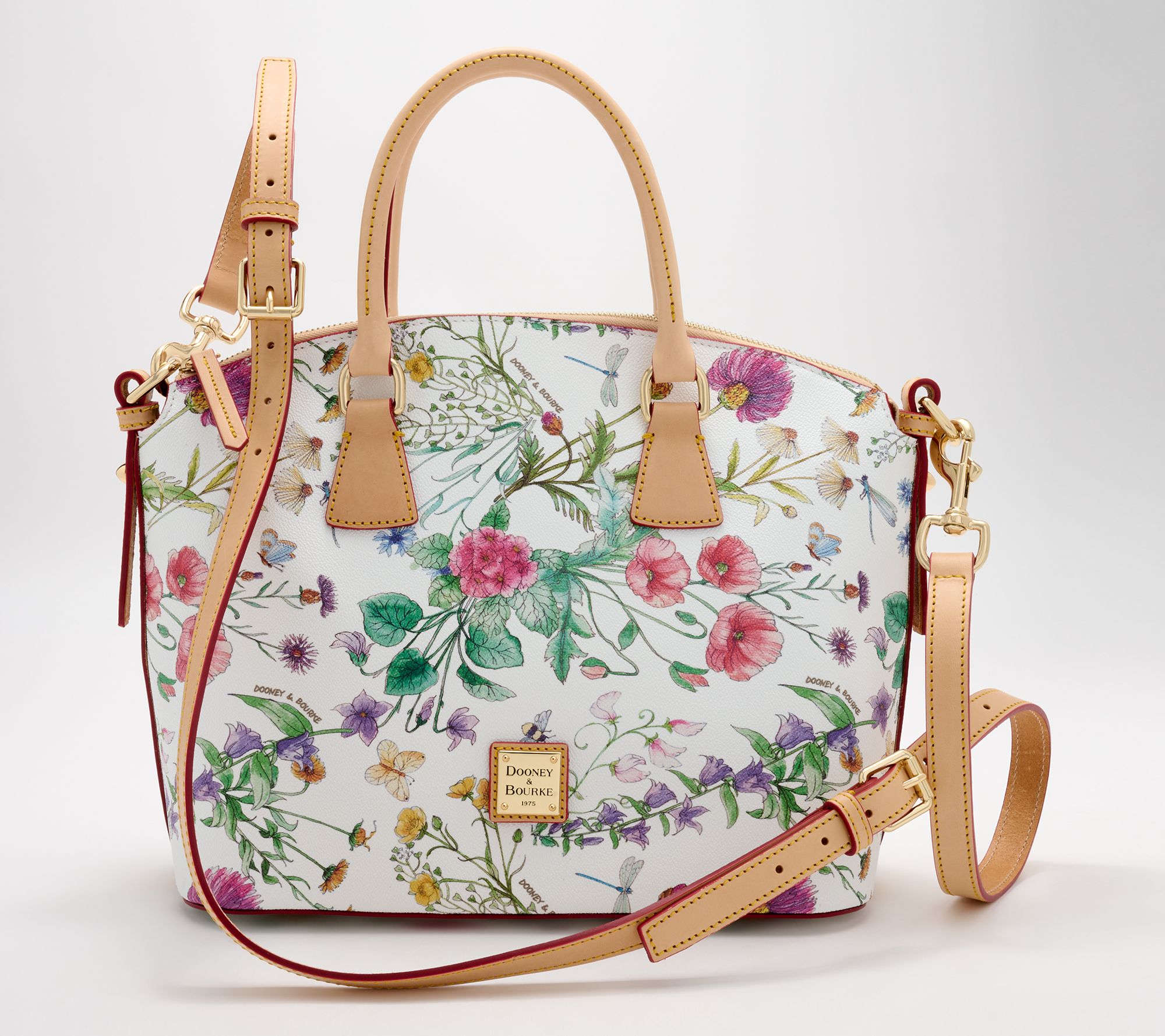 Dooney & Bourke Coated Cotton Botanical Domed Satchel - QVC.com