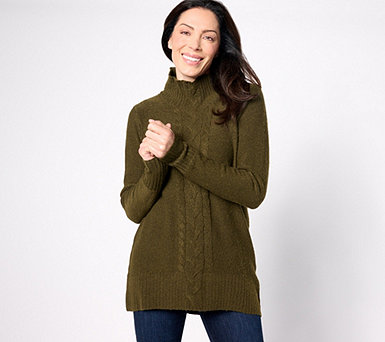  Denim & Co. Mock Neck Long Sleeve Tunic Sweater - A642222