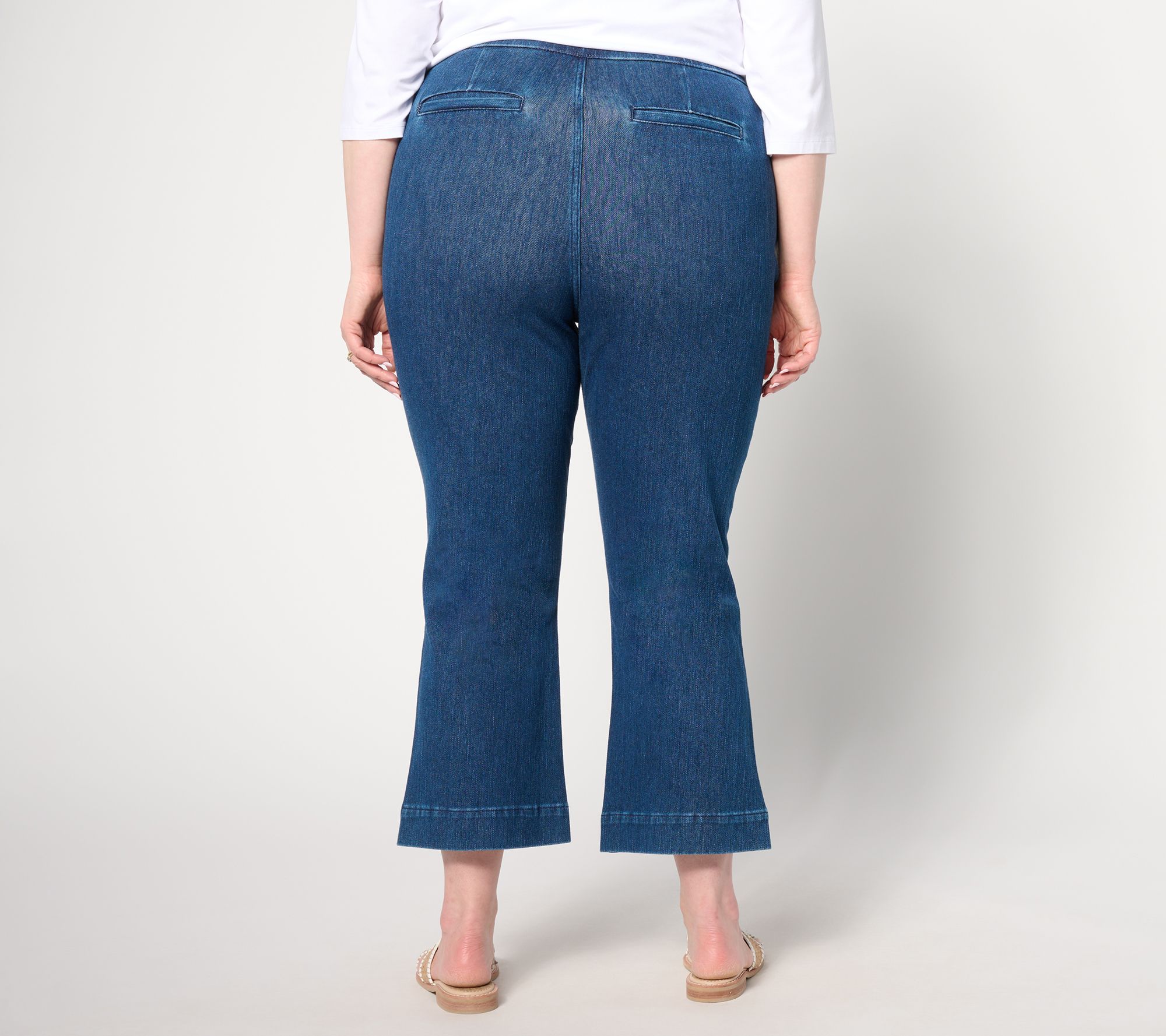 Isaac Mizrahi Live! Petite Knit Denim Crop Slim Boot Jeans