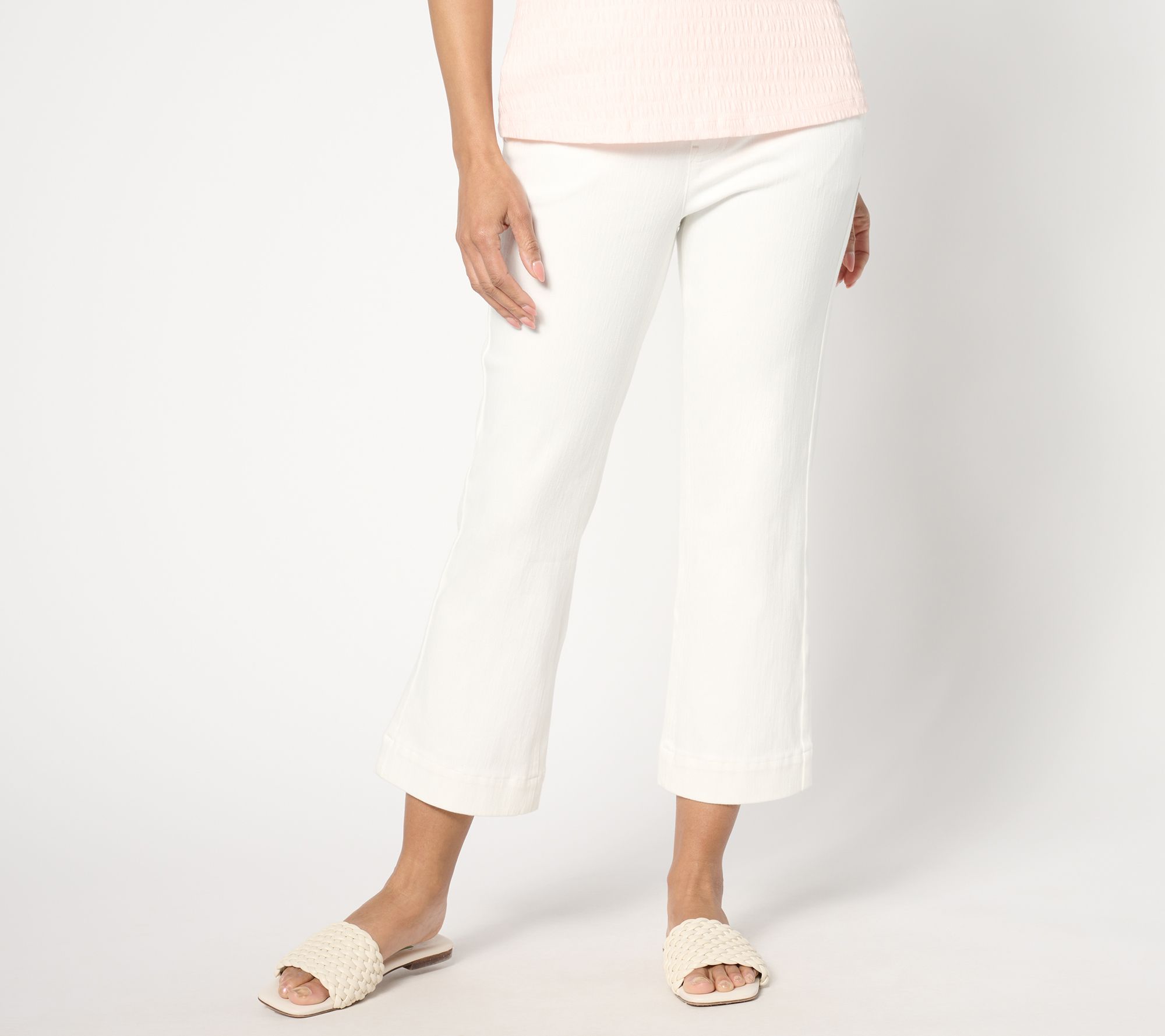 Isaac Mizrahi Live! Petite Knit Denim Crop Slim Boot Jeans