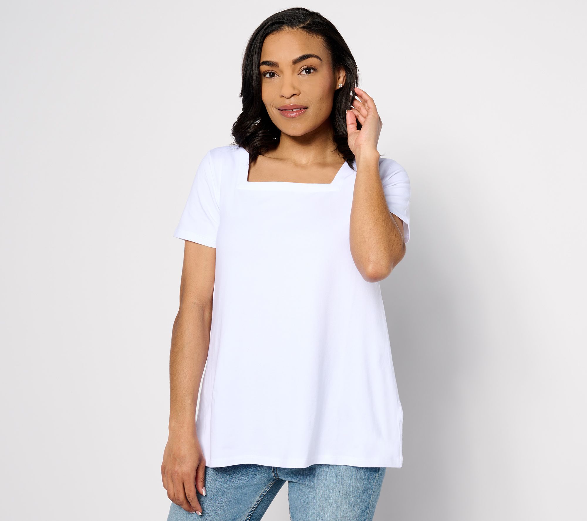 Susan Graver Weekend Essentials Comfy Cotton A-Line Top