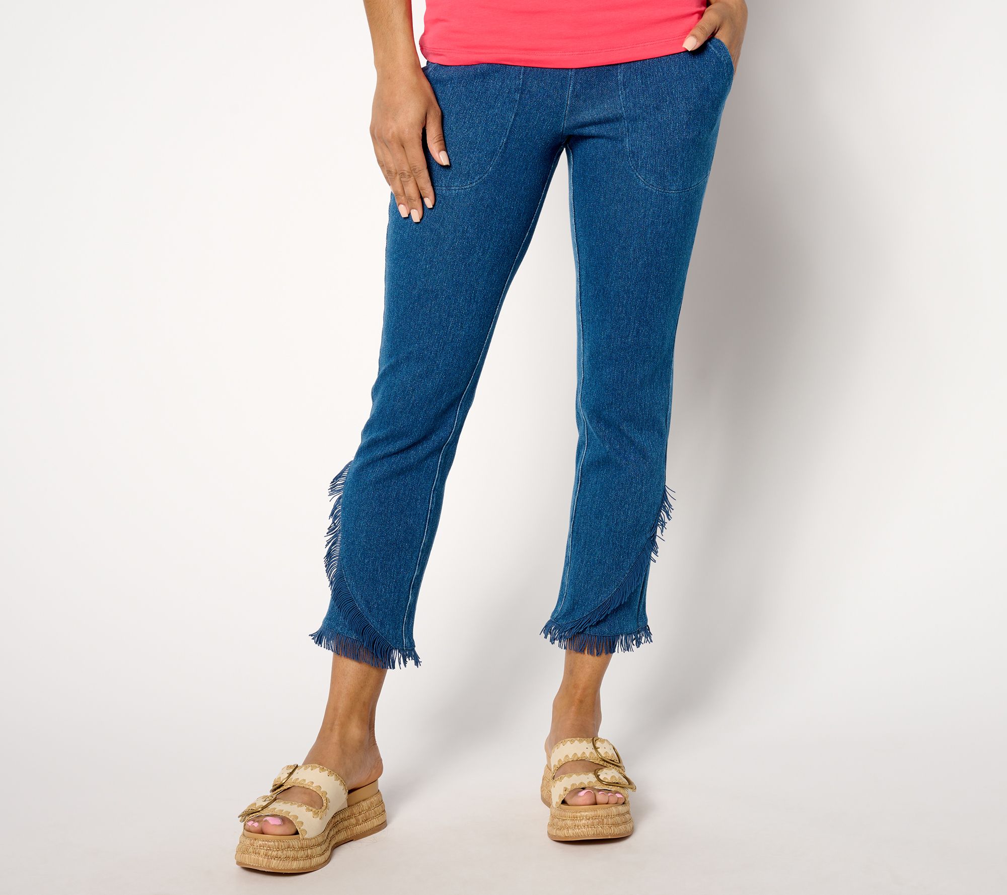 Women With Control Tummy Control Petite Prime Stretch Denim Crop Pant