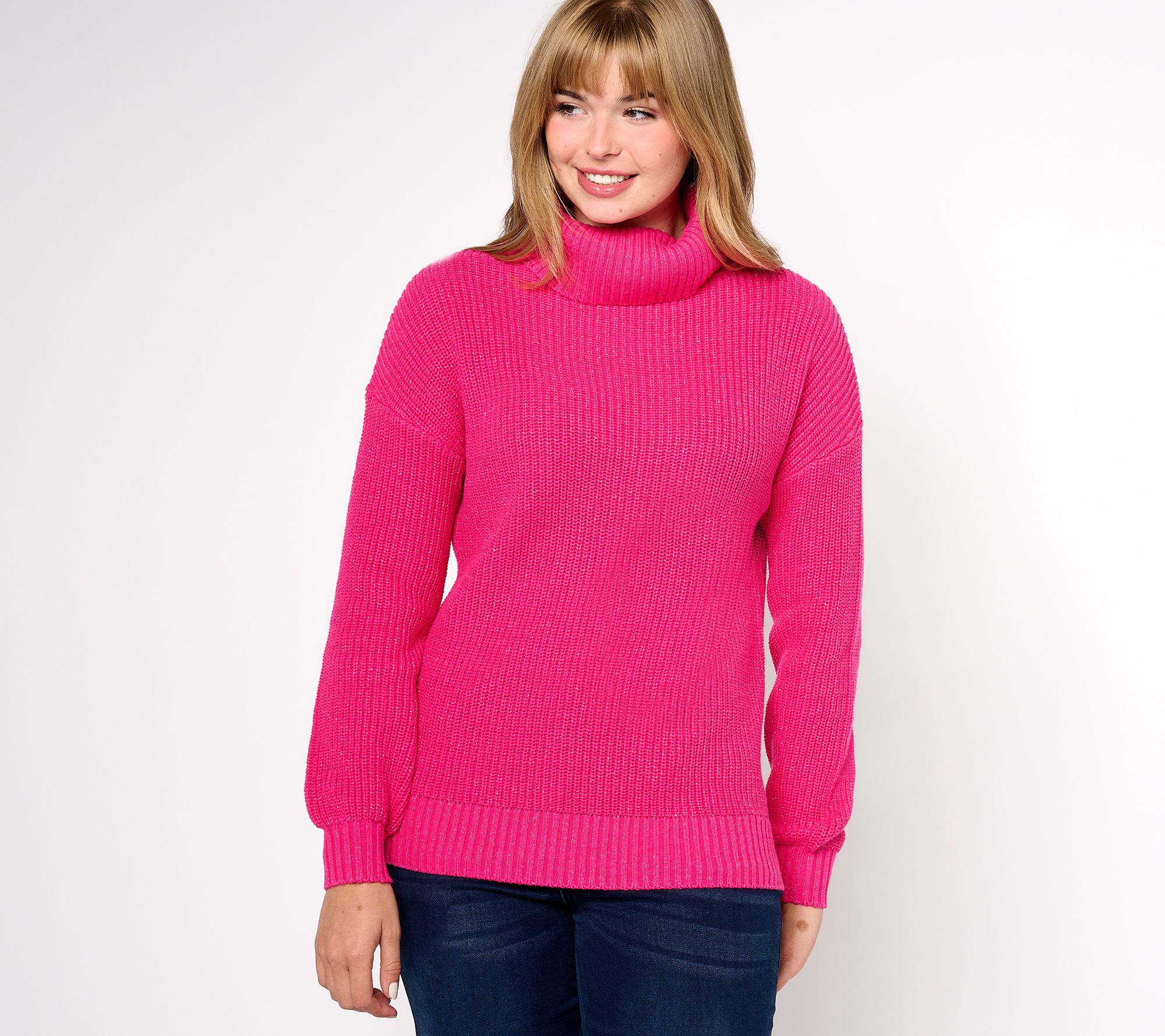 "As Is" Jingle Belles by Kim Gravel Lurex Shaker Knit Turtleneck