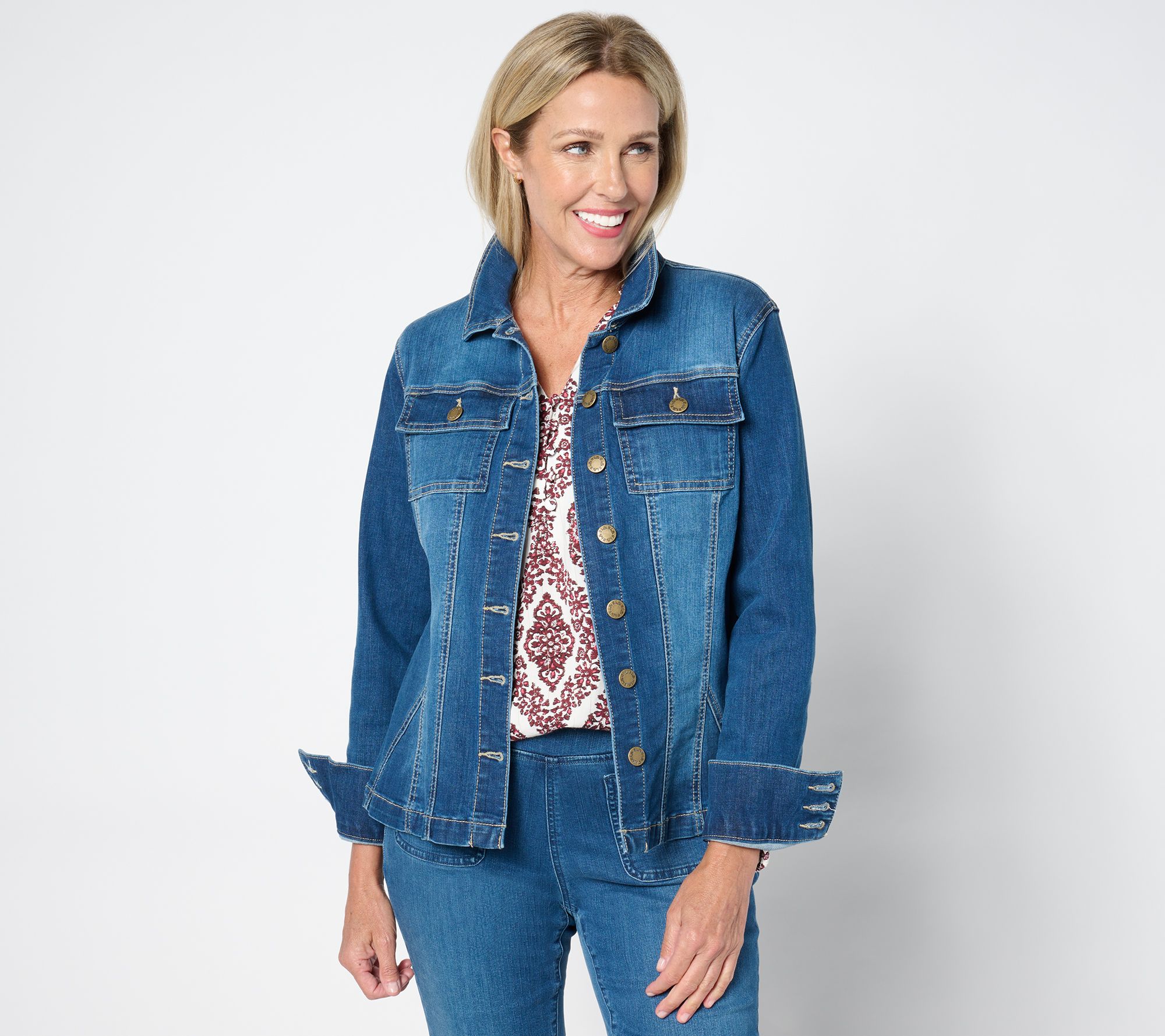 Belle by Kim Gravel Fit & Flare Stretch Denim Jacket