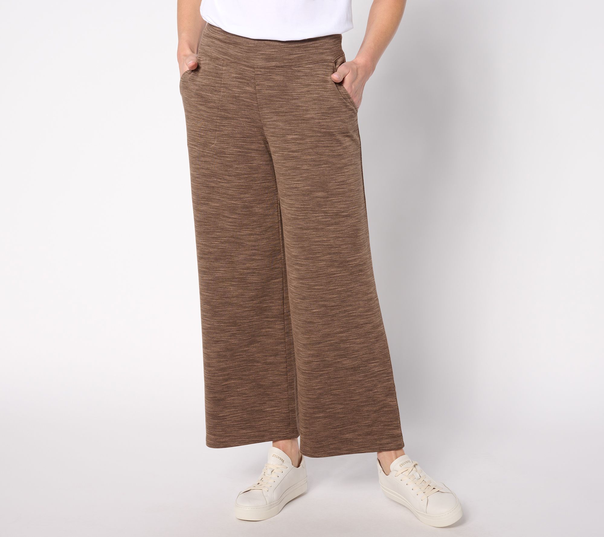 Wide Band Elastic Waist Pull On Ankle Pant - Chocolate