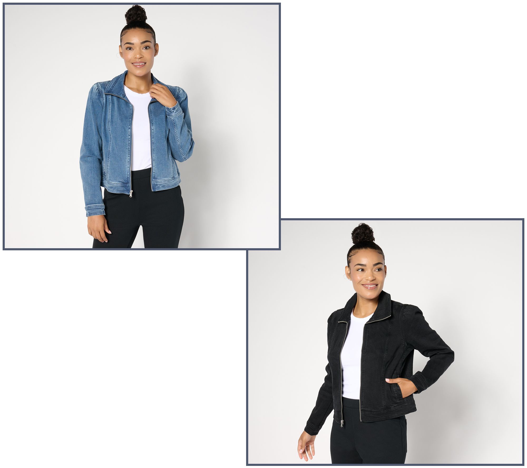 Isaac Mizrahi Live! True Denim Zip Front Bomber Jacket - QVC.com