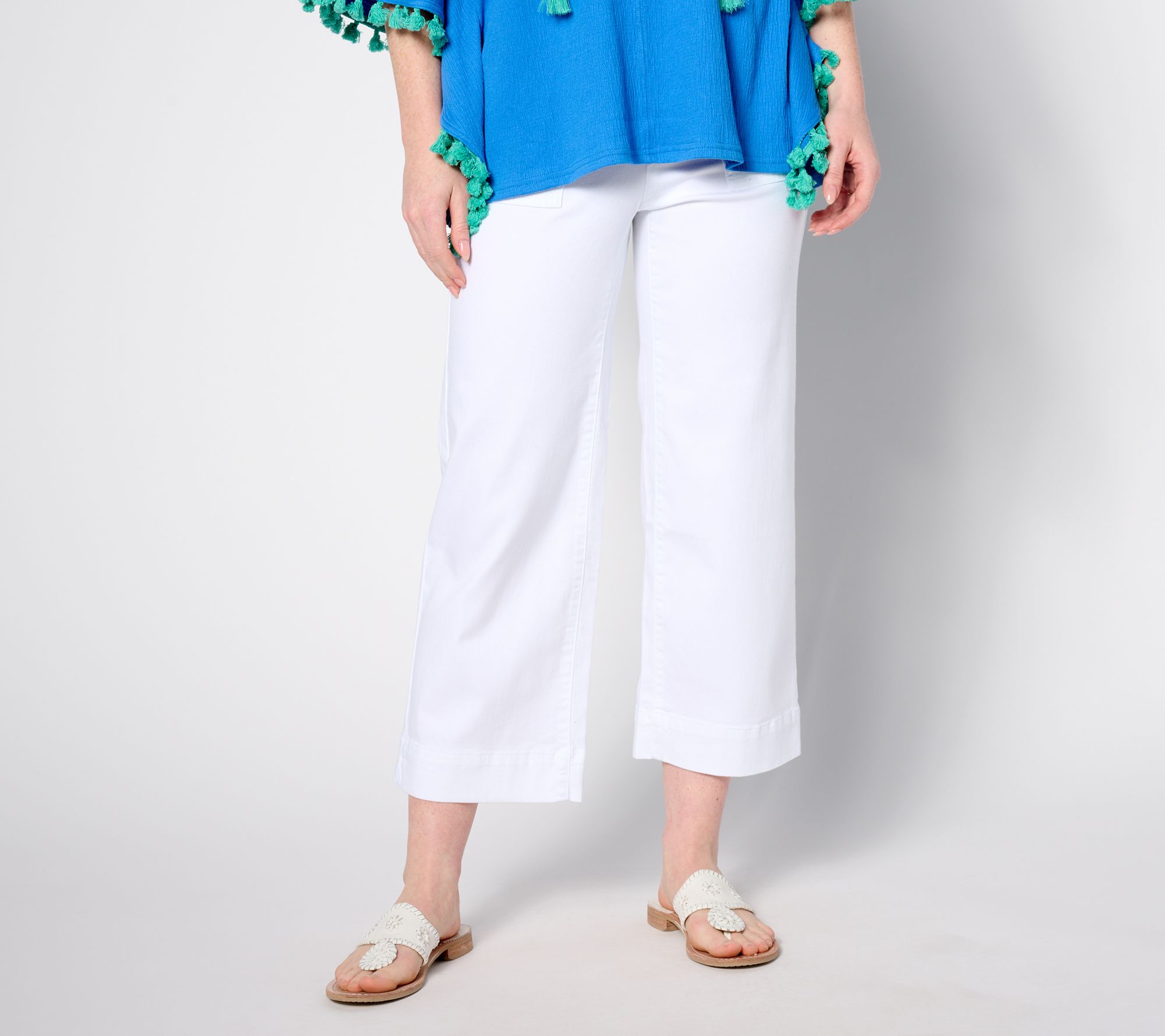 "As Is" Belle by Kim Gravel Pet TripleLuxe Twill Wide Leg Cropped Pants