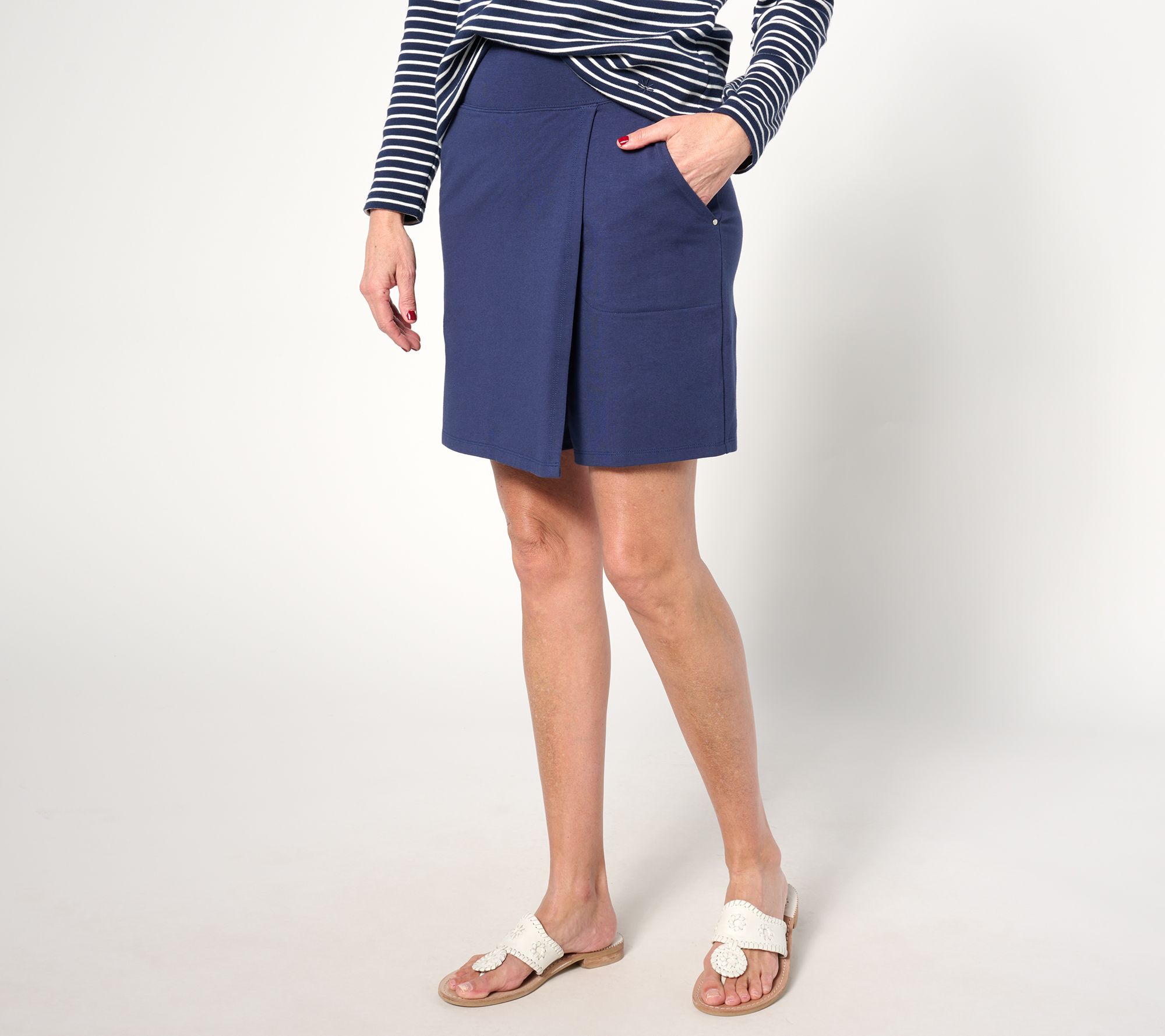 "As Is" Sport Savvy Faux Wrap Front Skort with Pockets
