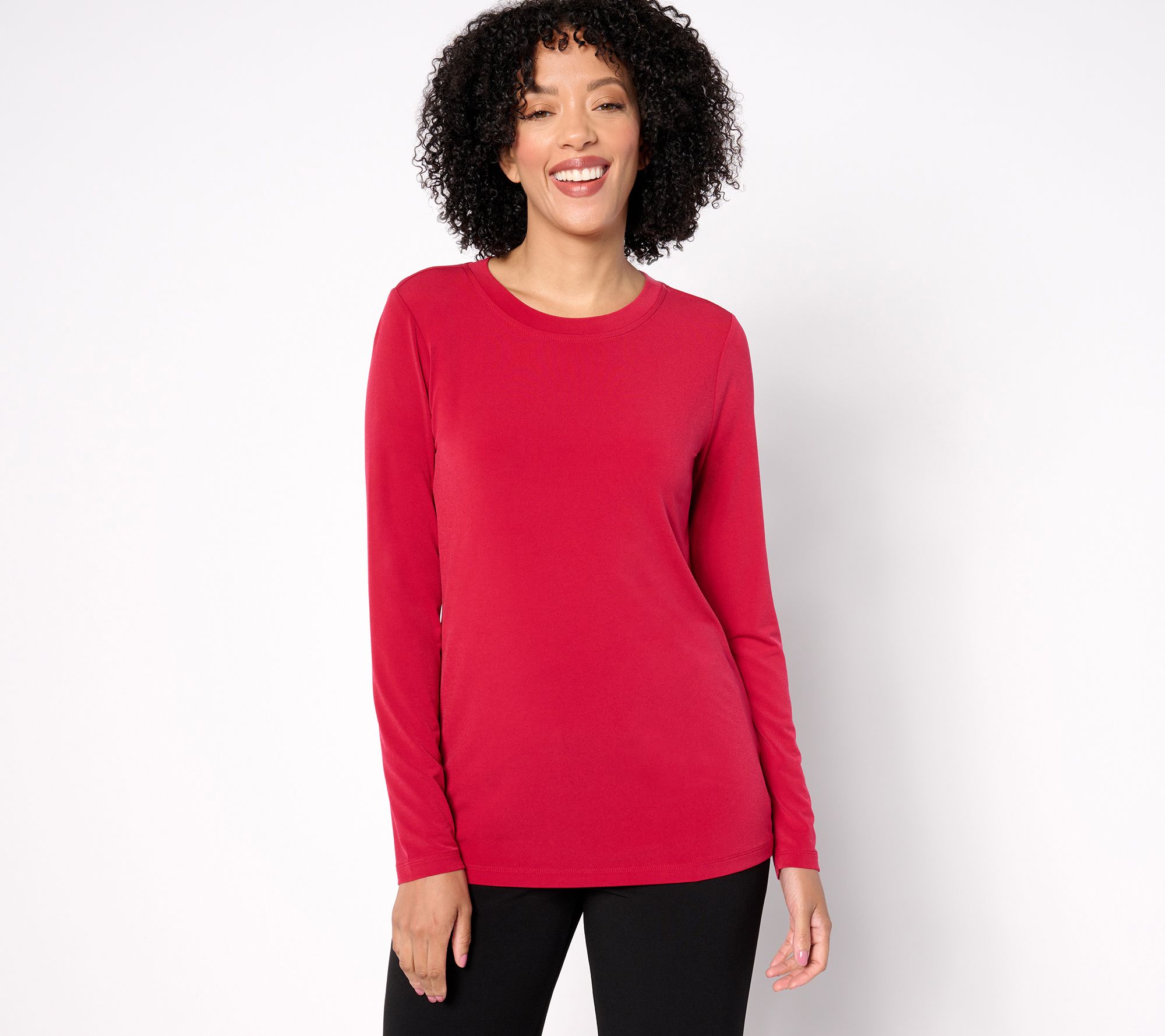 Susan Graver Sleek Essentials Liquid Knit Crew Neck Top