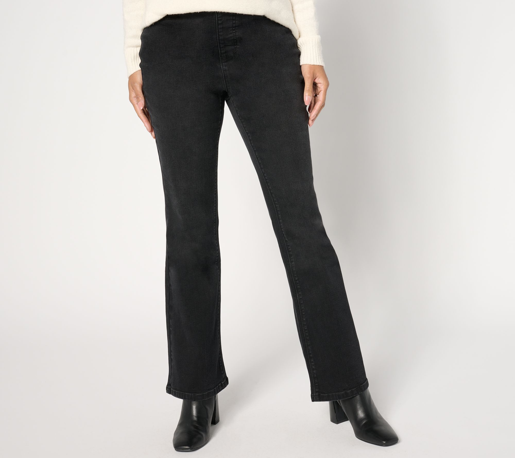Isaac Mizrahi Live! Petite True Denim Black Flare Jeans