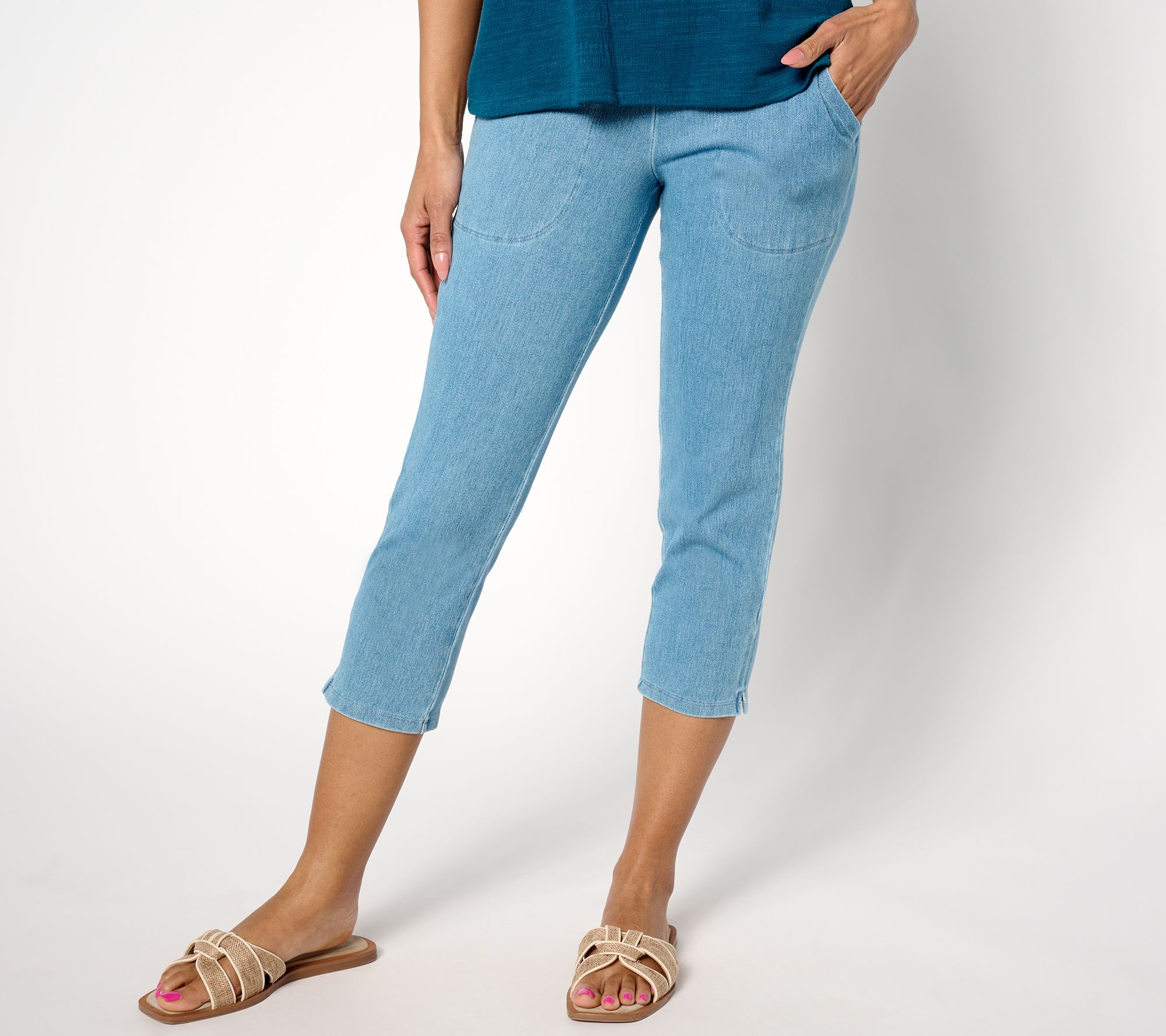 "As Is" Women With Control Petite Prime Stretch Denim Crop Pants