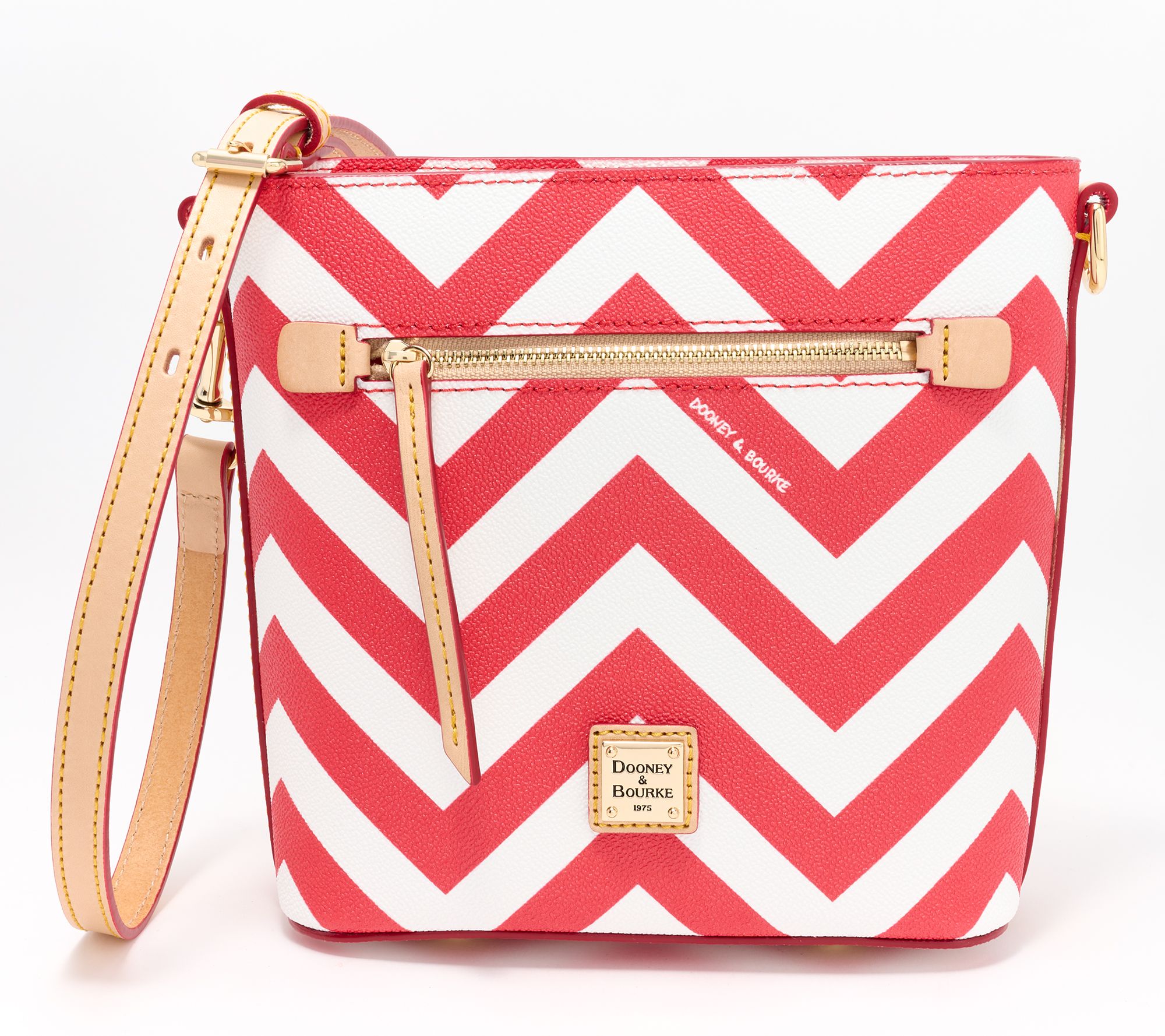 "As Is" Dooney & Bourke Coated Cotton Chevron Small Zip Crossbody