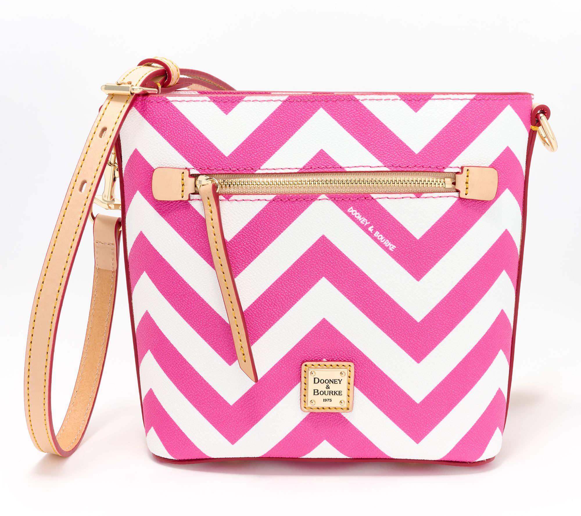 "As Is" Dooney & Bourke Coated Cotton Chevron Small Zip Crossbody